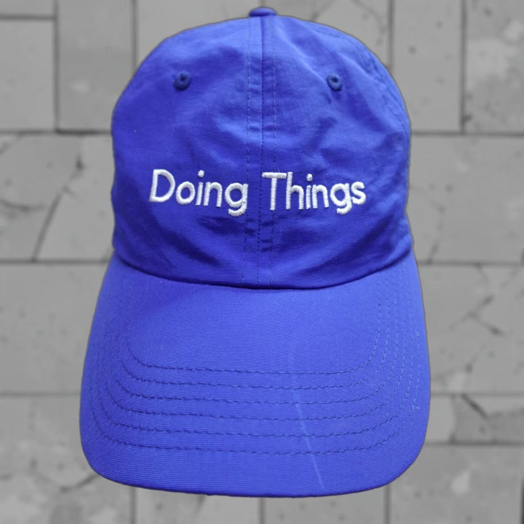 Outdoor Voices Ourdoor Voices Hat Blue Dad Hat Embroidered Doing Things Nylon Baseball Cap Mens Adjustable Size Blue Ourdoor Voices Hat Size ONE SIZE - 1 Thumbnail