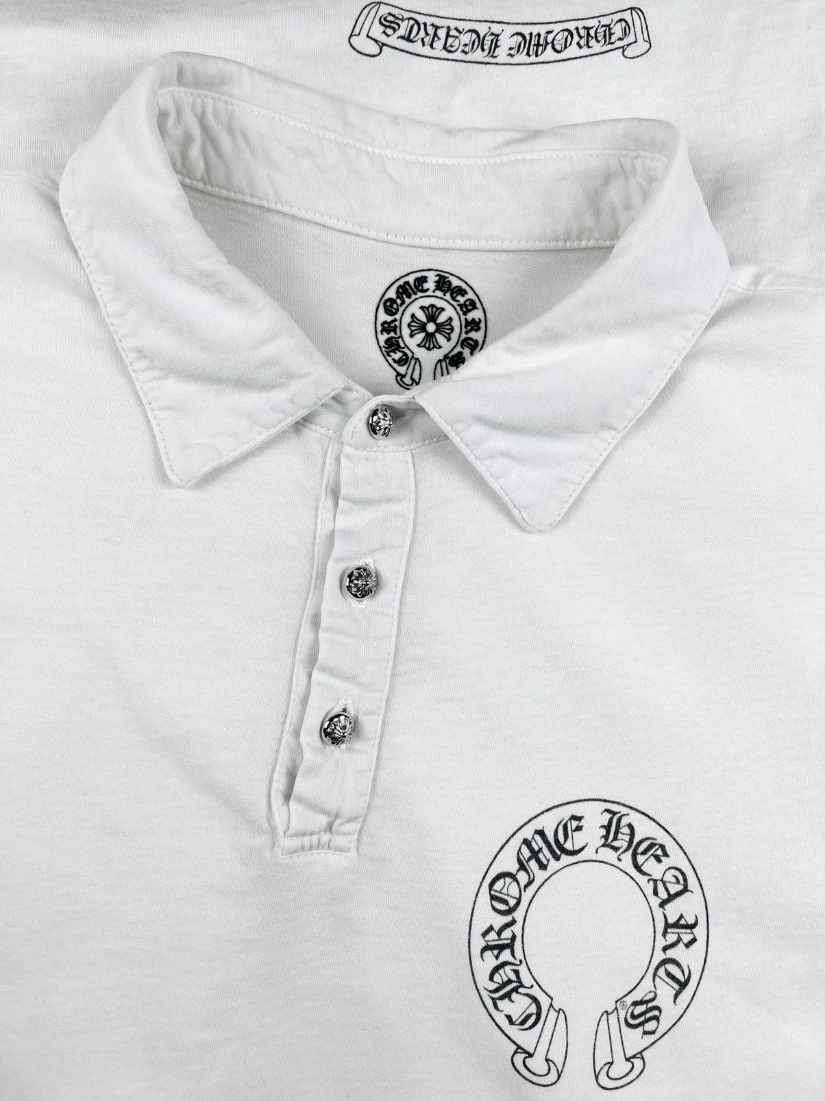 Chrome Hearts Chrome Hearts Vintage Silver Button Horseshoe Polo Tshirt Size US L / EU 52-54 / 3 - 3 Thumbnail