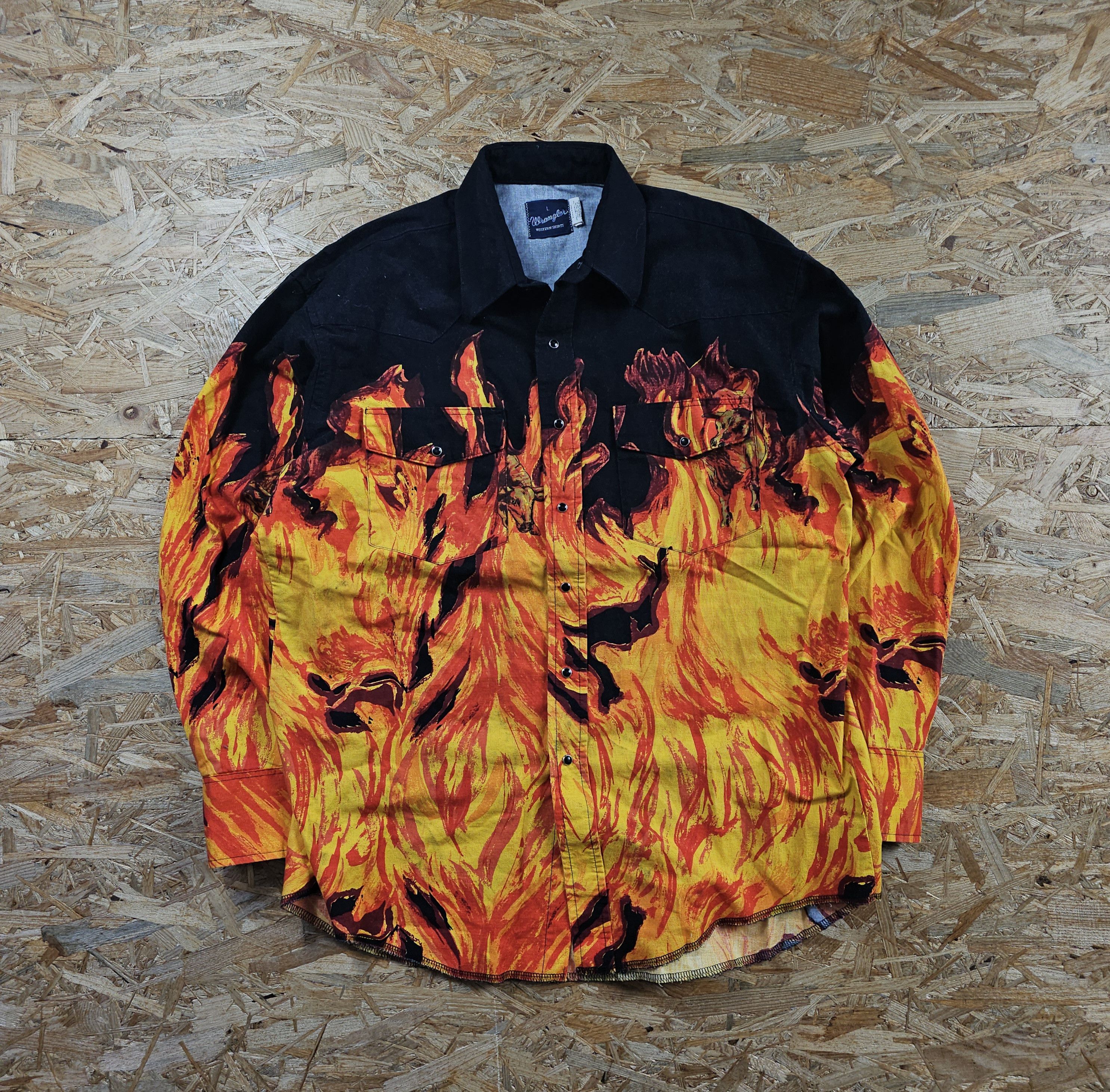Japanese Brand × Wrangler WRANGLER FLAME WESTERN TEXAS SHIRT VINTAGE 80S L Size US L / EU 52-54 / 3 - 2 Thumbnail