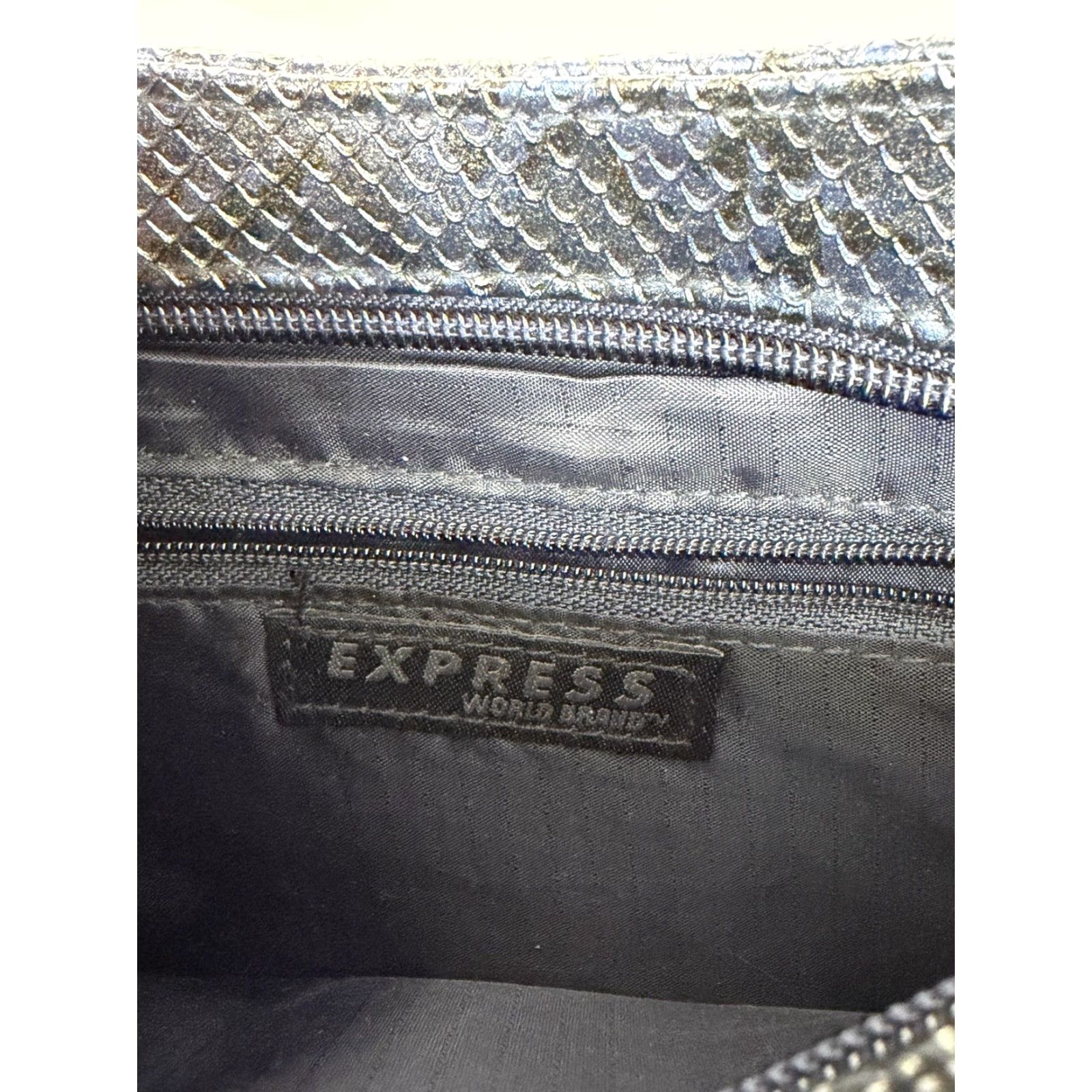 Express Express Womens Handbag Purse Blue Snakeskin Zip Shoulder Bag Size ONE SIZE - 3 Thumbnail