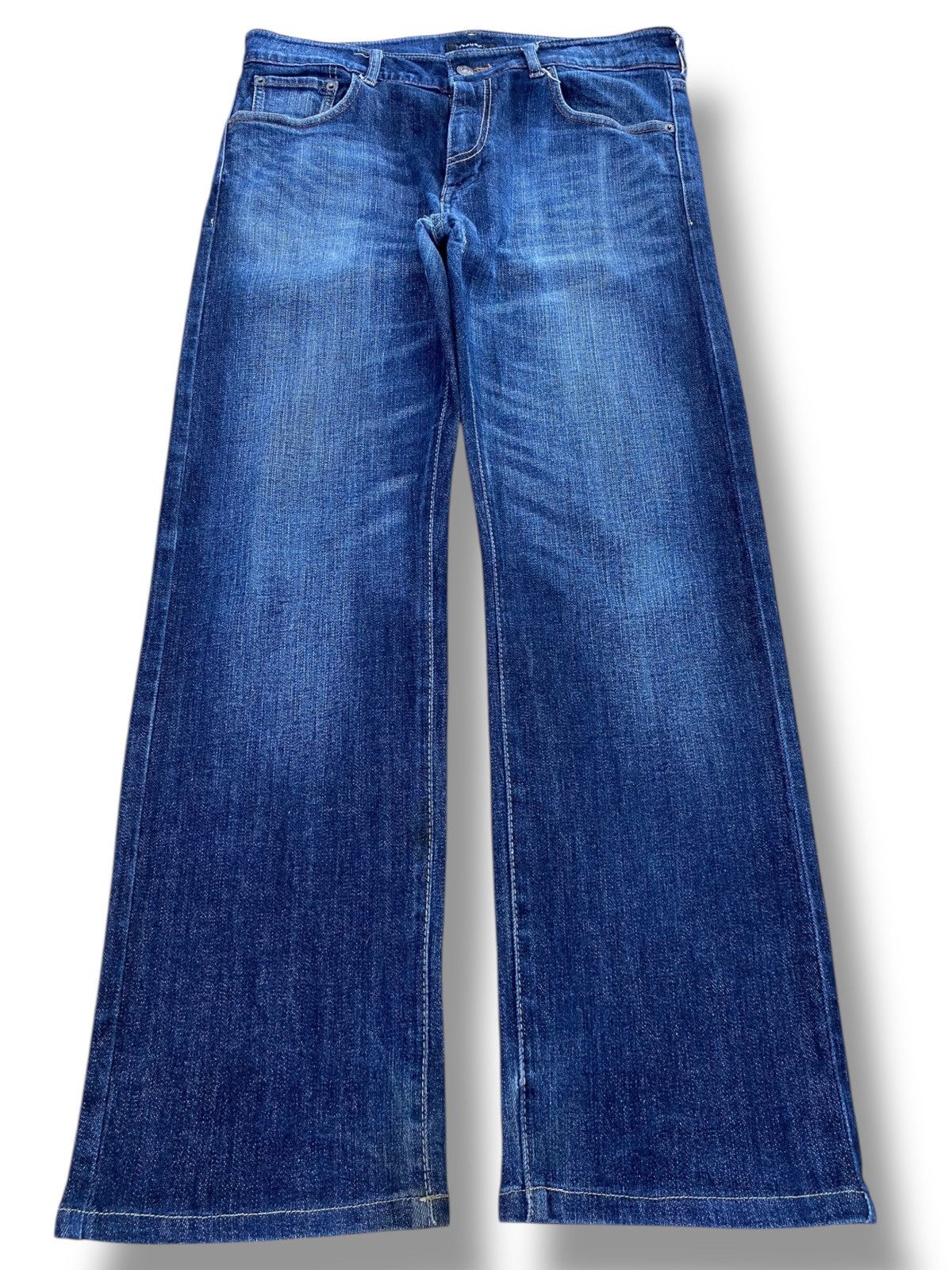 Japanese Brand Freudo Blue Wash Whiskered Style Straight Leg Jeans Size US 33 - 1 Thumbnail