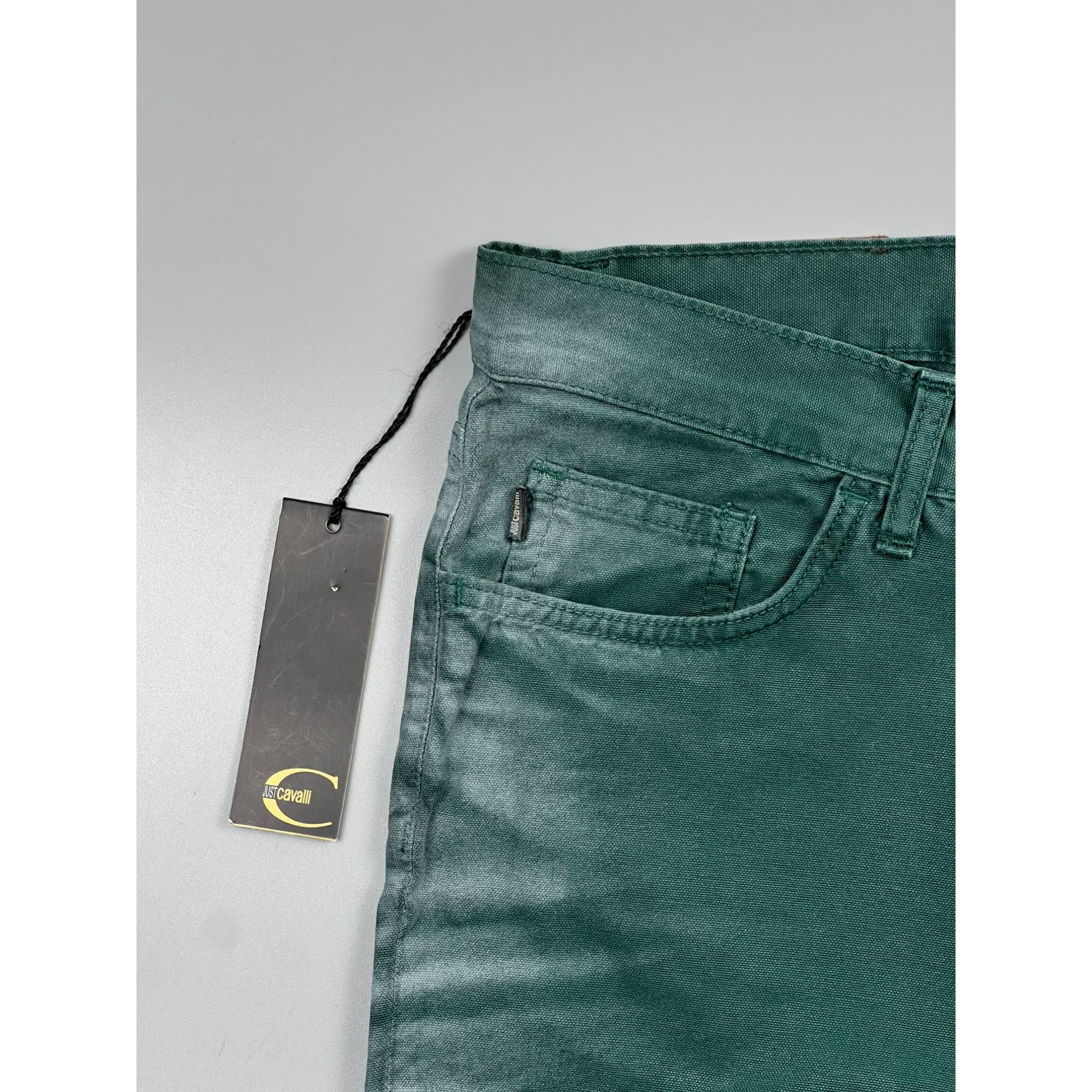Just Cavalli NWT Just Cavalli Green Textured Denim Jeans Pants (Y0811) Size US 34 / EU 50 - 3 Thumbnail