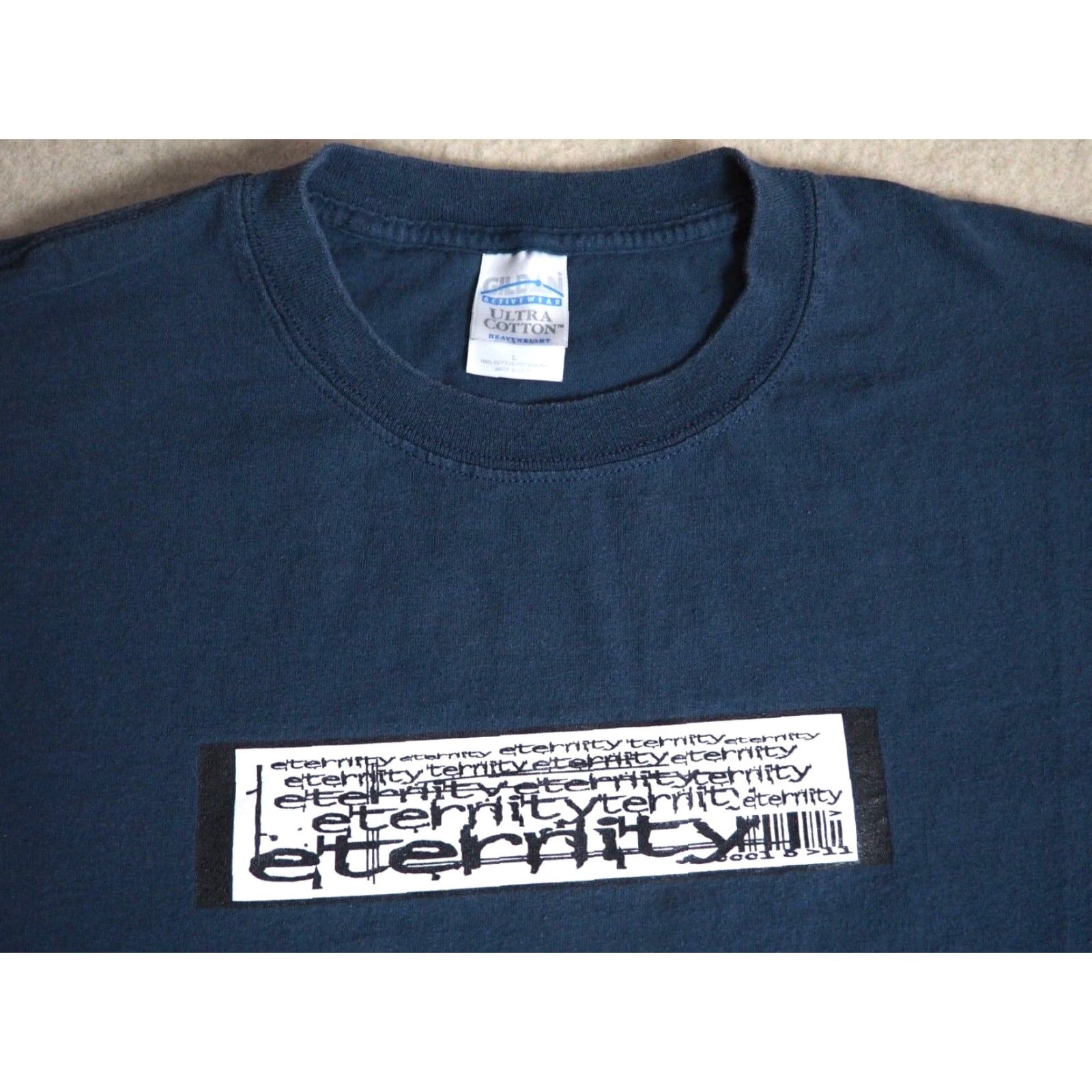 Gildan VTG 90s Y2k Gildan Eternity Box Logo Punk Faded Navy Blue Tee T-Shirt Mens L Size US L / EU 52-54 / 3 - 2 Thumbnail