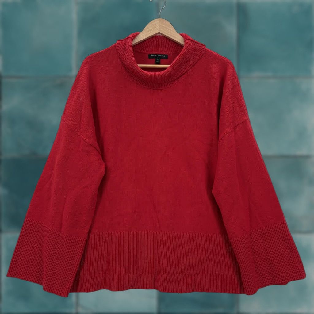Banana Republic Banana Republic Sweater Womens XL Red Mock Neck Oversized Dolman Knit Pullover Size XL / US 12-14 / IT 48-50 - 1 Thumbnail