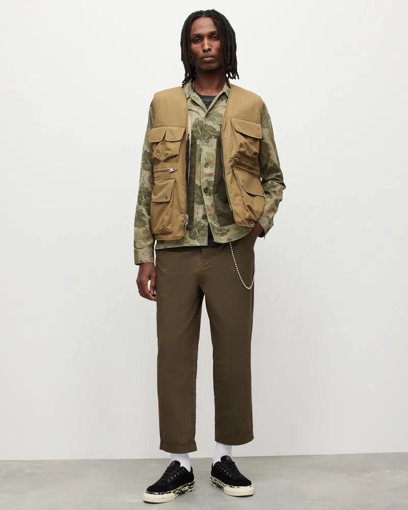 Pre-owned Allsaints Ds! Ss23  Vibo Reversible Technical Beige Vest