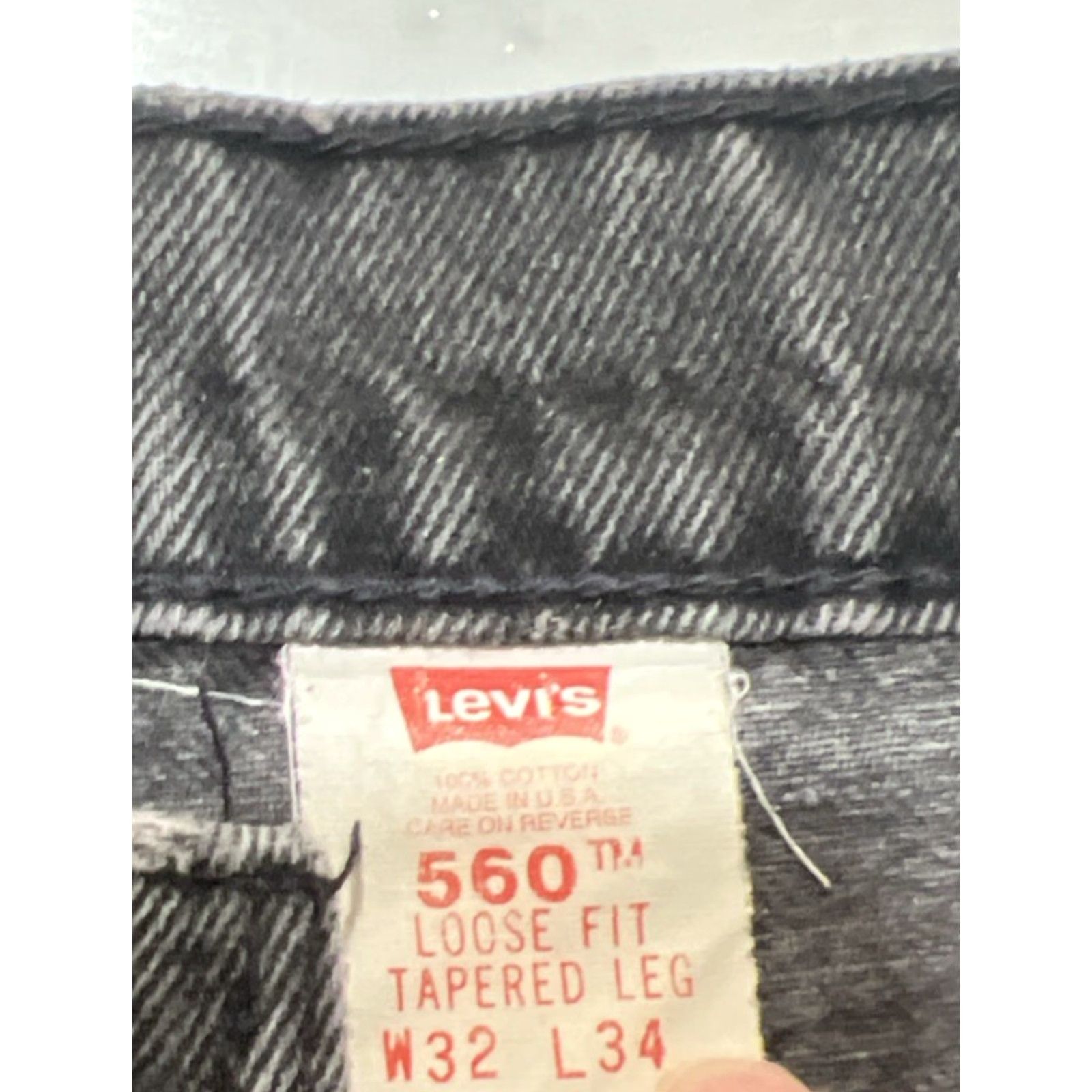 Levi's VINTAGE Levi’s 560 Black Jeans Men 32x34 Loose Fit Tapered Leg Faded Rockabilly 1990s Mens Size US 32 / EU 48 - 3 Thumbnail