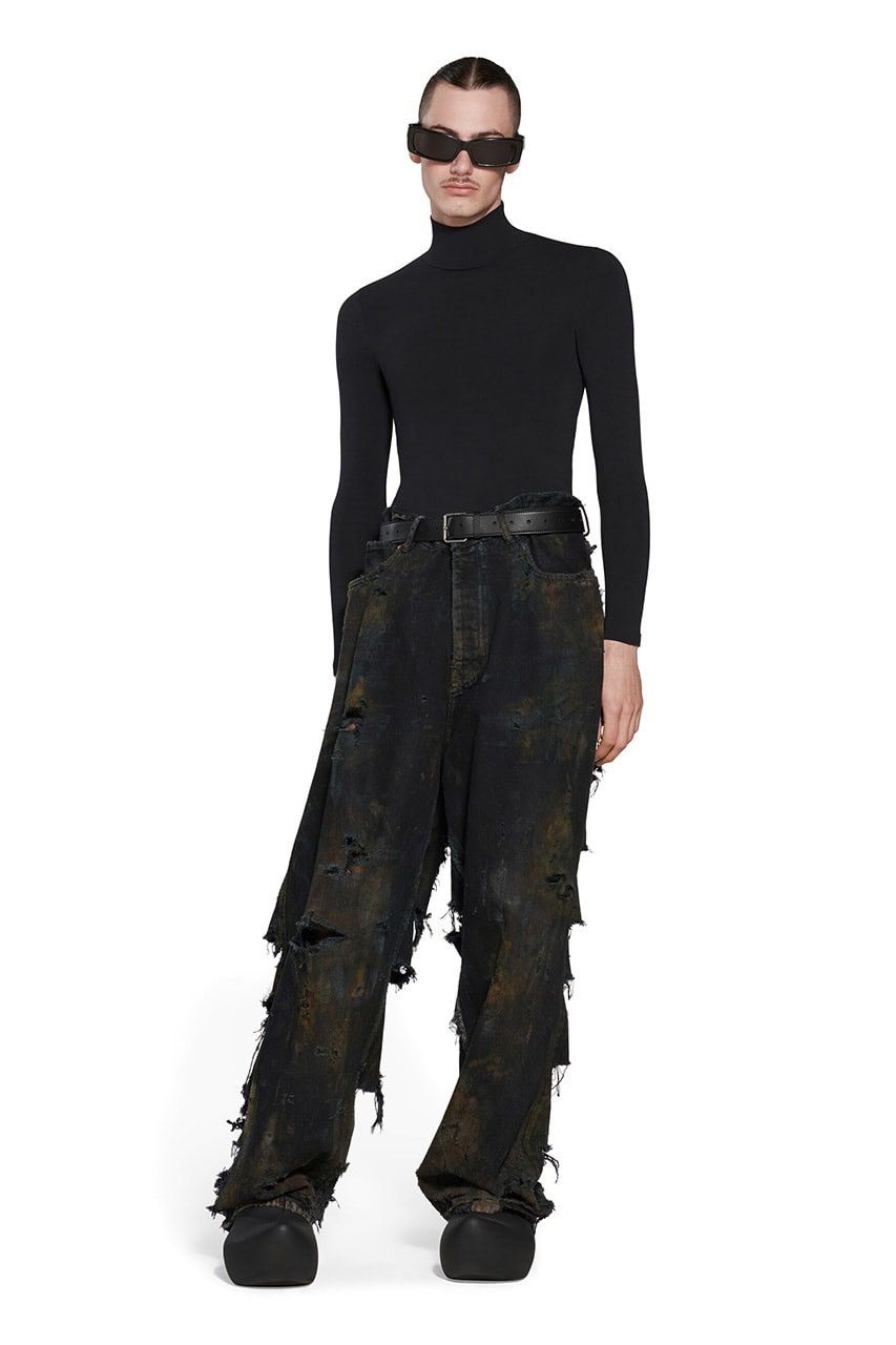 Balenciaga Balenciaga Destroyed Denim Pants 'Flat Black' Size US 34 / EU 50 - 6 Thumbnail