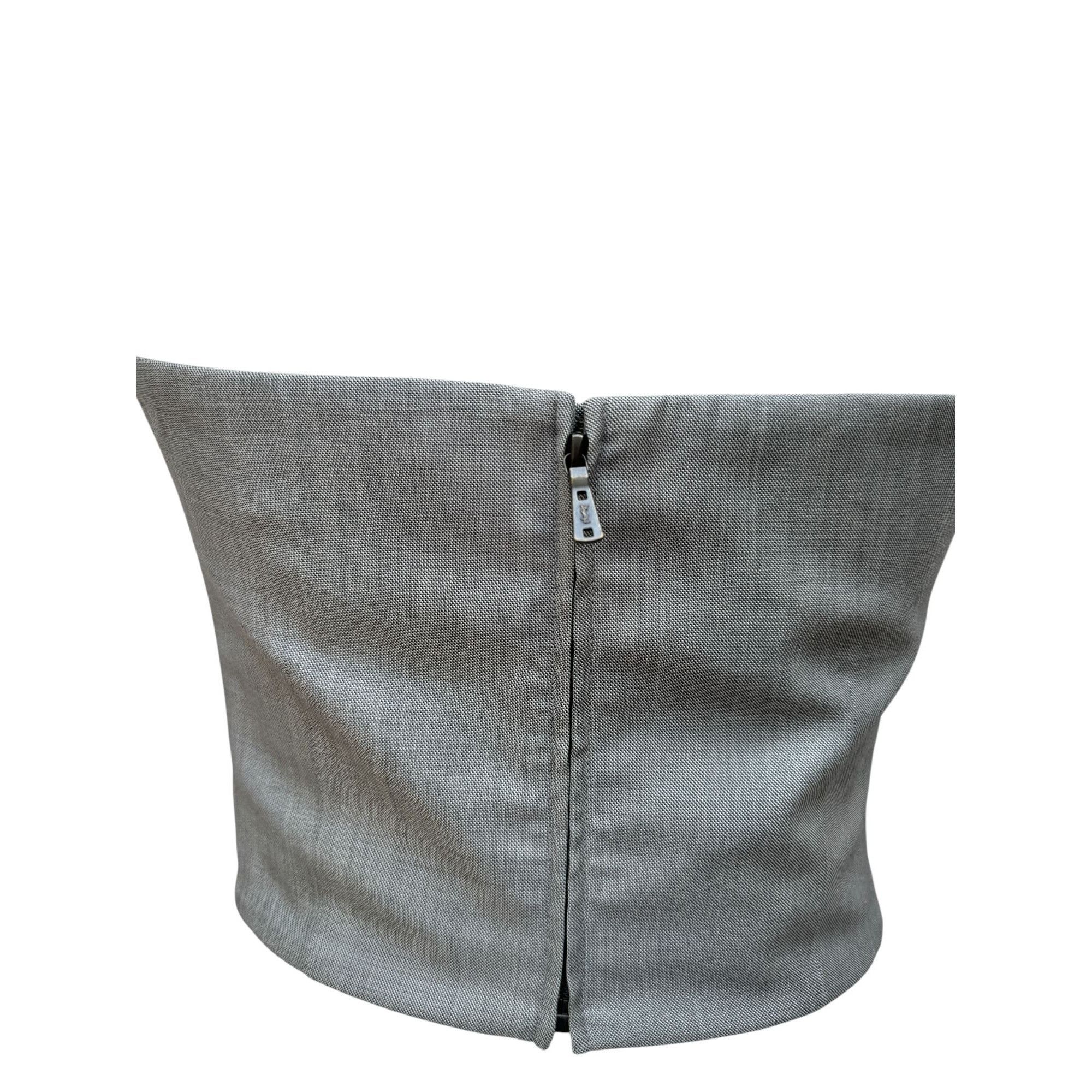 Yves Saint Laurent Grey Wool-Silk Bustier Top Size M / US 6-8 / IT 42-44 - 6 Thumbnail