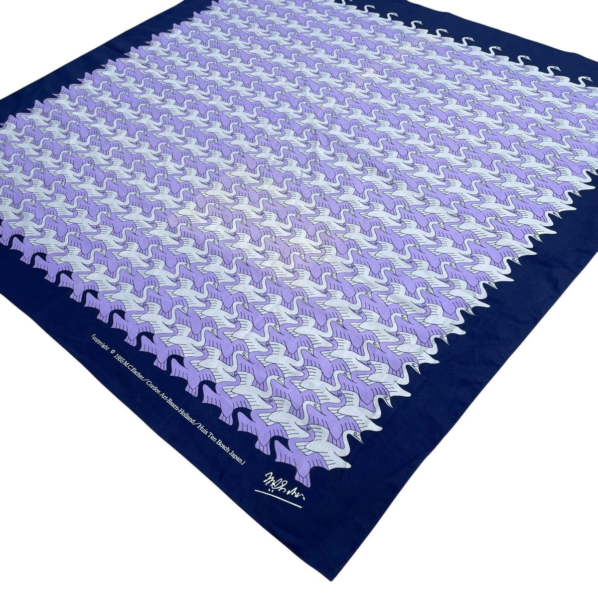 Vintage M.C Escher Flock Of Birds Licensed Cordon Art Cotton Scarf Size ONE SIZE - 2 Thumbnail