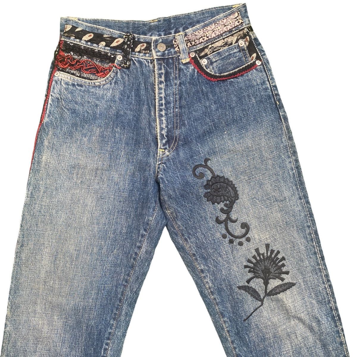 Designer Vintage Yoshiyuki konishi Embroidery Ethnic Selvedge Denim Size US 28 / EU 44 - 3 Thumbnail