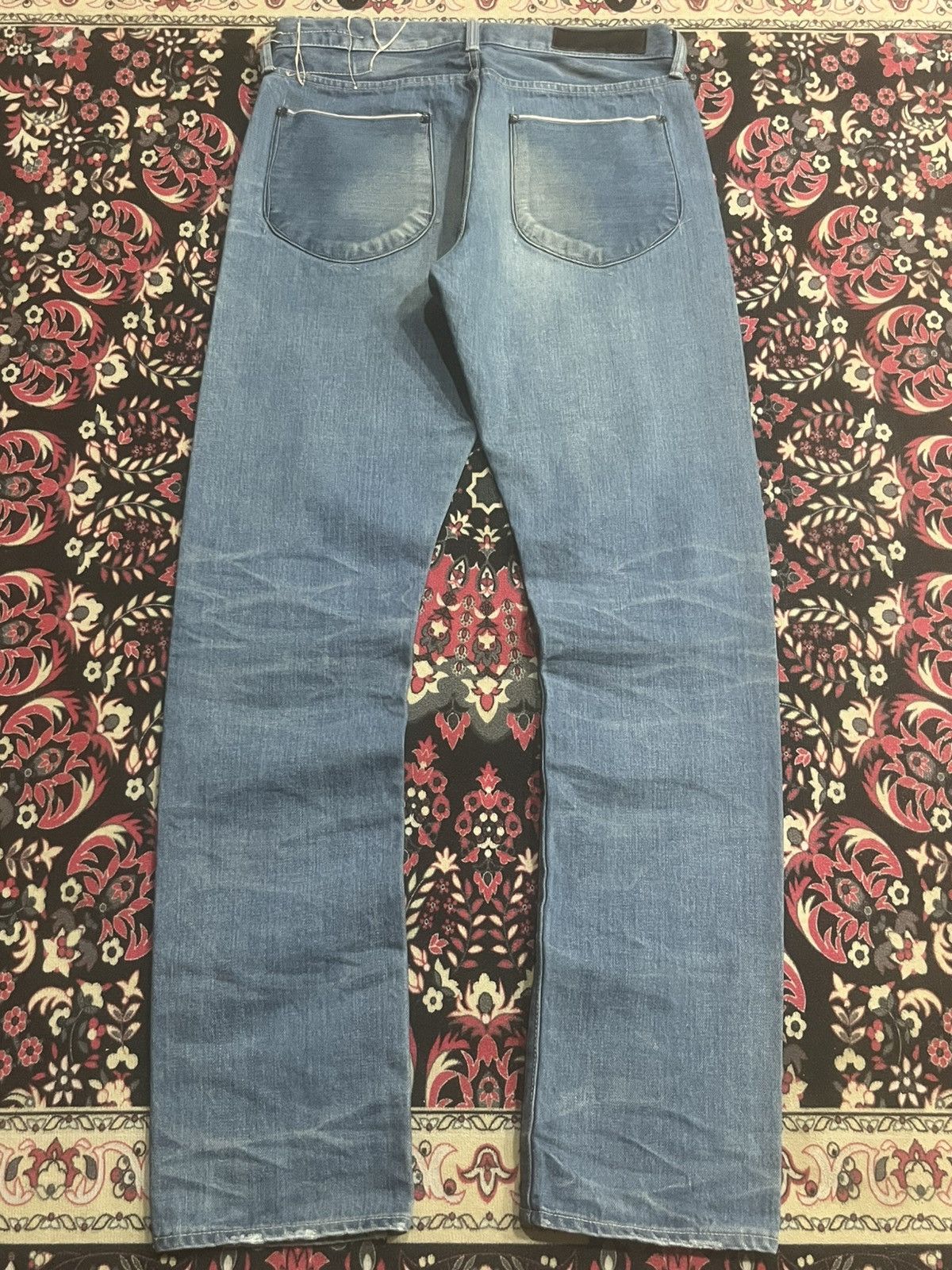 KURO Kuro “Dempsey” Classic Blue Whisker Washed Selvedge Jeans Size US 30 / EU 46 - 3 Thumbnail