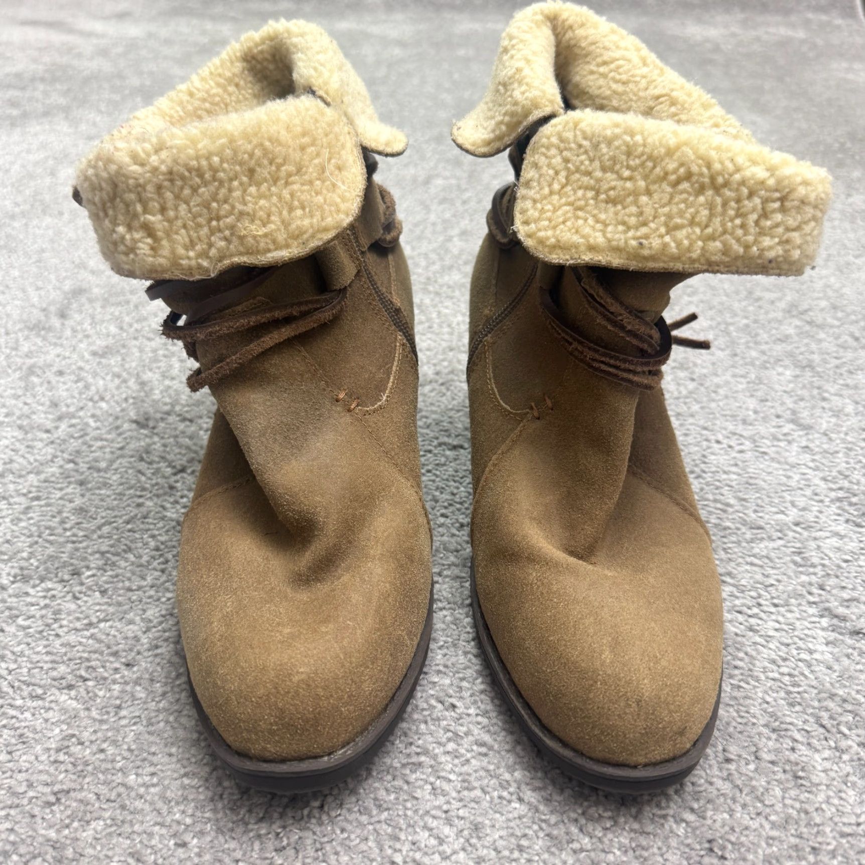 Eddie Bauer VINTAGE Eddie Bauer Women's Ankle Boots Casual Fall Winter Brown Suede Shearling Lined 8M Size US 8 / IT 38 - 2 Thumbnail