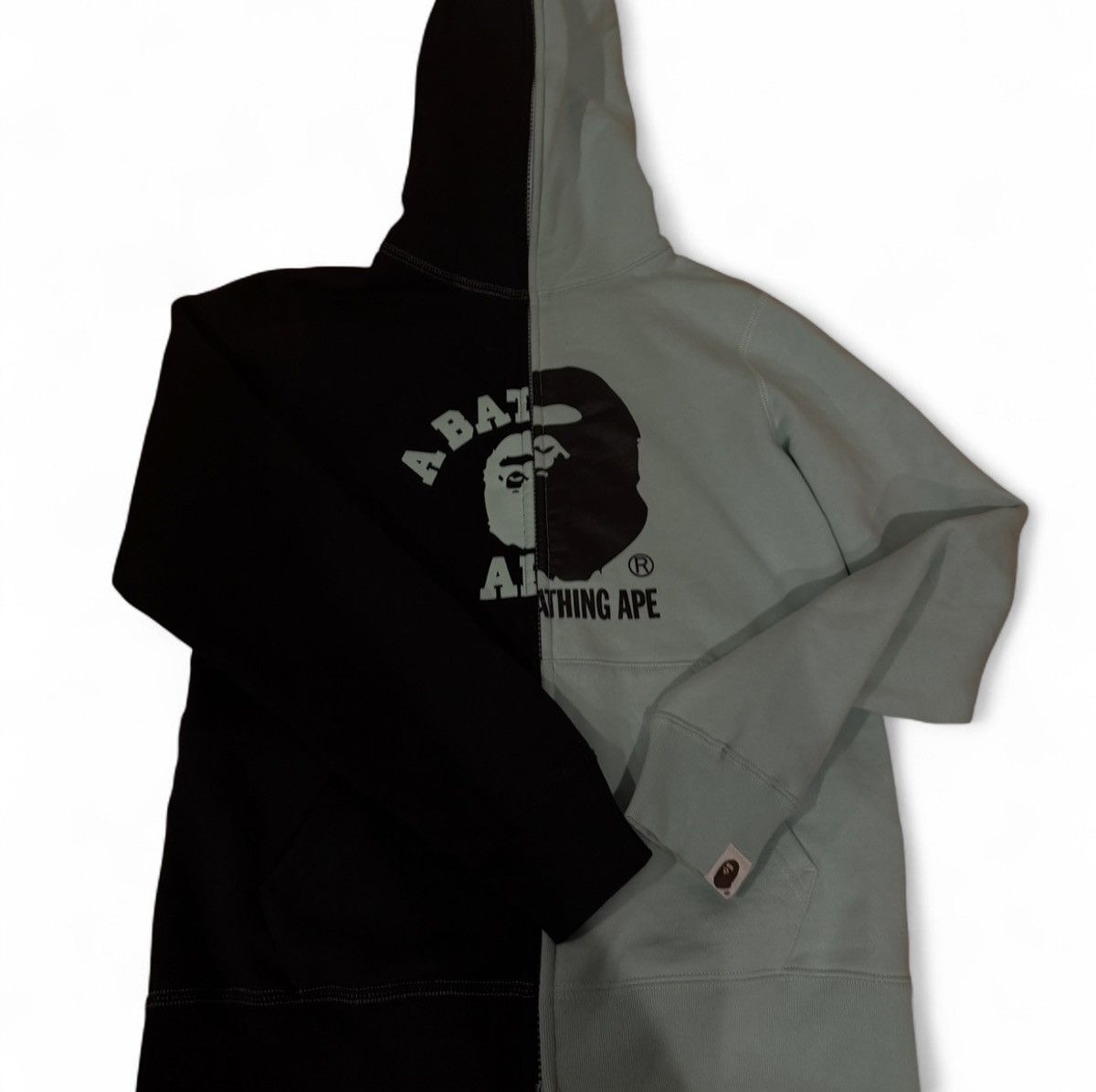 Bape BAPE half and half full zip holdie blue/teal and black split Size XS / US 0-2 / IT 36-38 - 2 Thumbnail