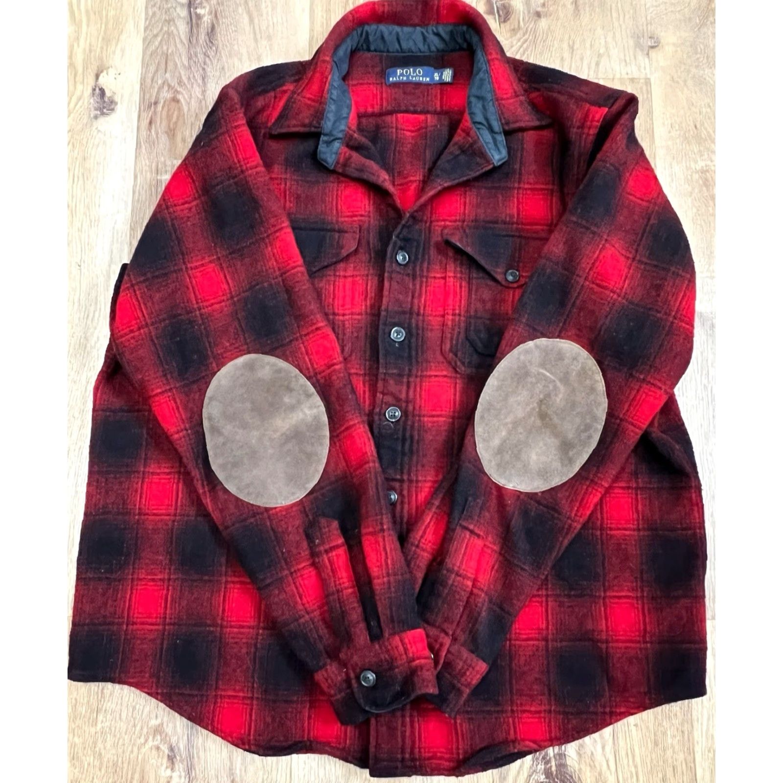 Polo Ralph Lauren VINTAGE Polo Ralph Lauren Button Up Plaid Flannel Suede Elbow Pads Men’s Large Red Size US L / EU 52-54 / 3 - 2 Thumbnail