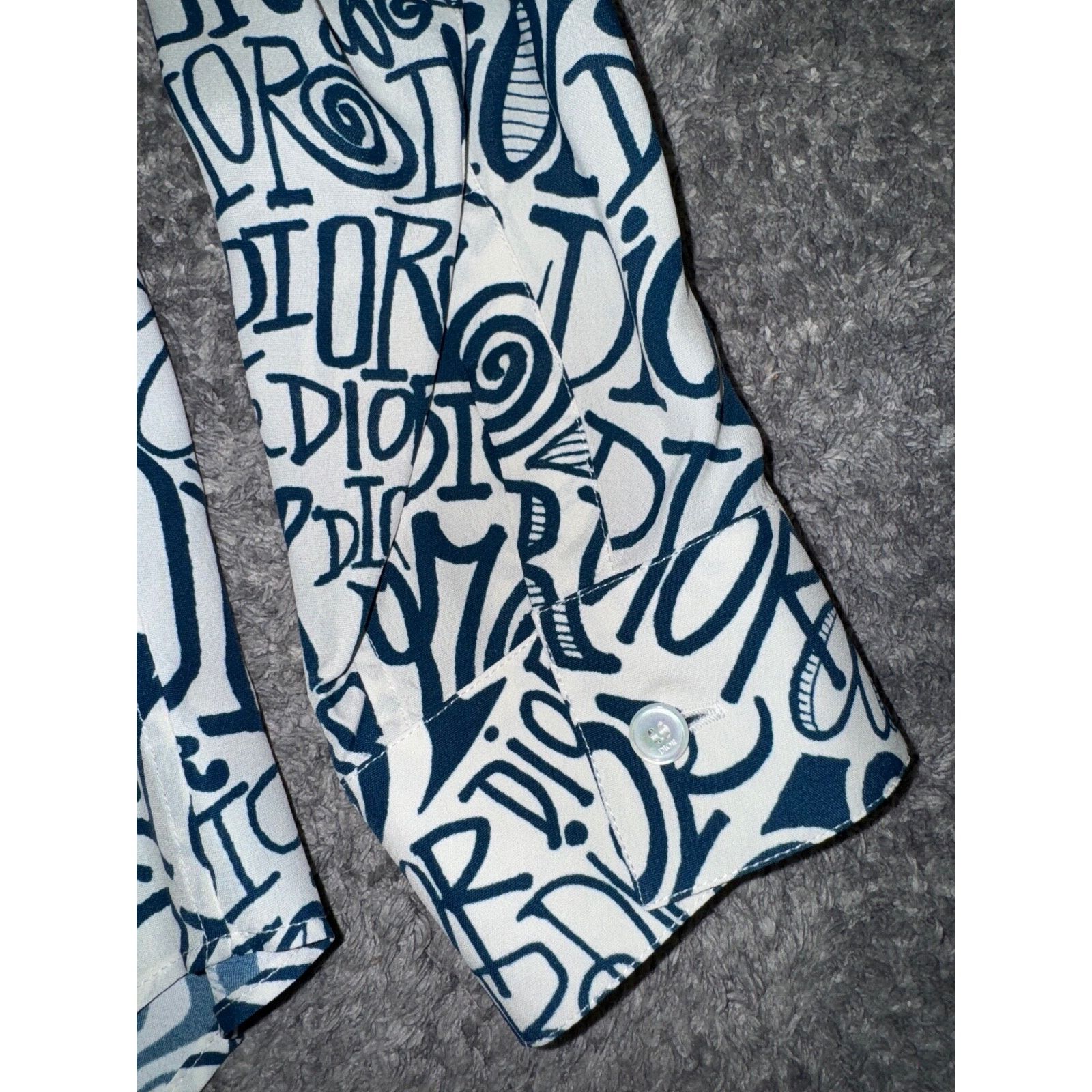 Dior Dior Shawn Stussy Blue Swirl Graffiti Long Sleeve Button Up Size US L / EU 52-54 / 3 - 17 Thumbnail