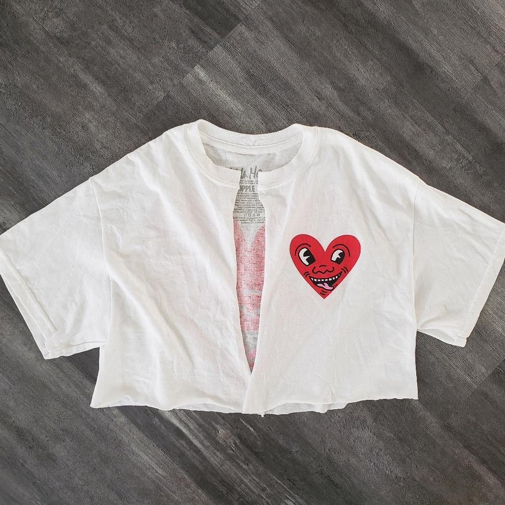 Keith Haring White Red Ripple KH Cropped Short Sleeve Size M / US 6-8 / IT 42-44 - 1 Thumbnail