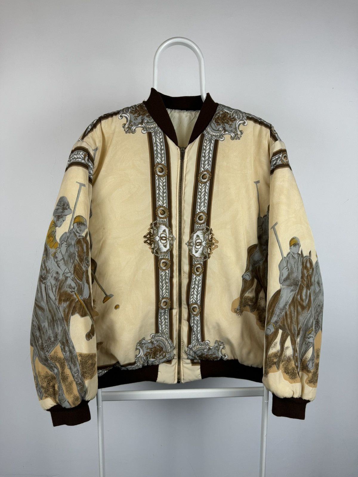 Vintage Vintage Baroque Style Printed Polyester Bomber Jacket Size US M / EU 48-50 / 2 - 2 Thumbnail