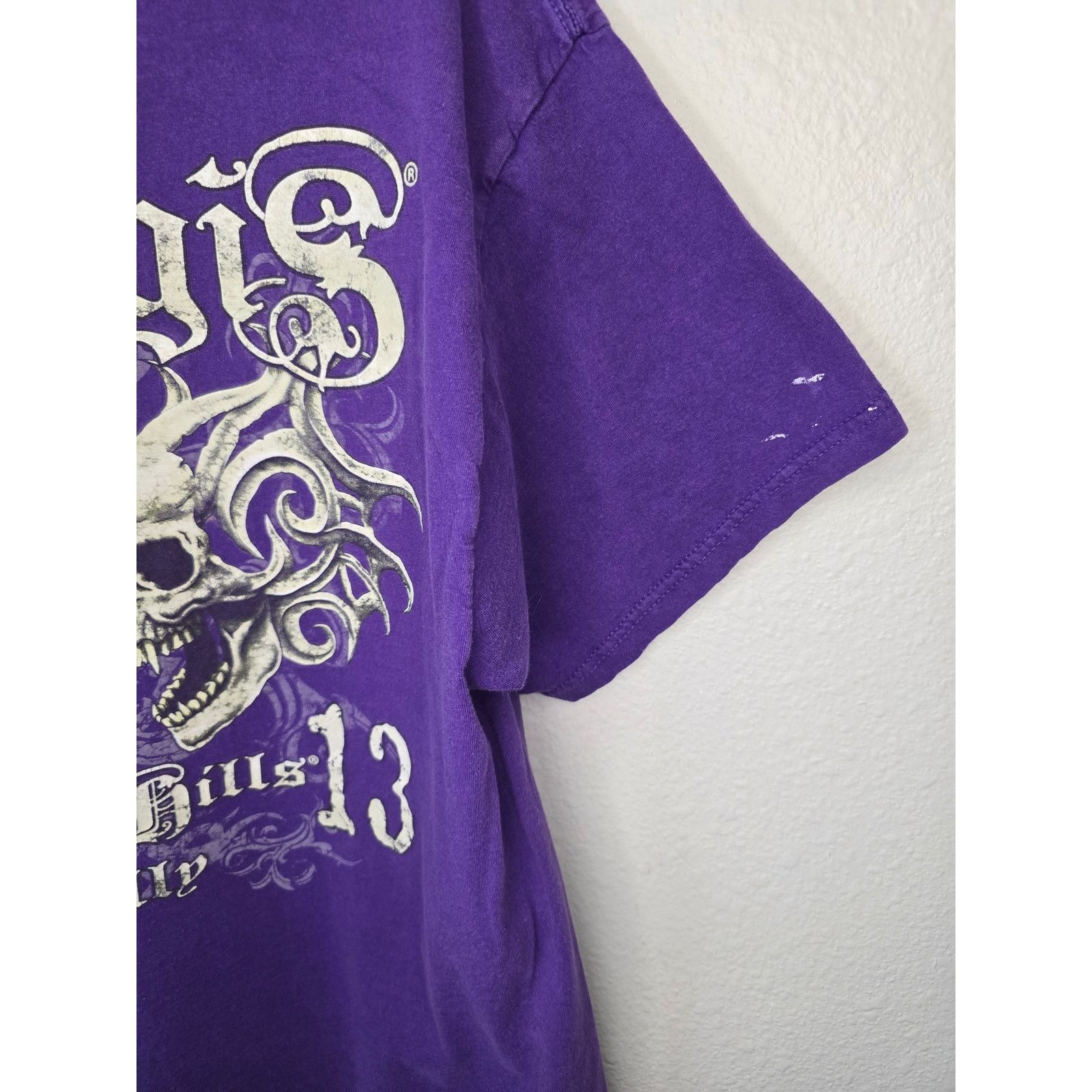 Fruit Of The Loom Sturgis Skull Shirt Mens Purple XL 2013 Hills Rally Tee Size US L / EU 52-54 / 3 - 5 Thumbnail