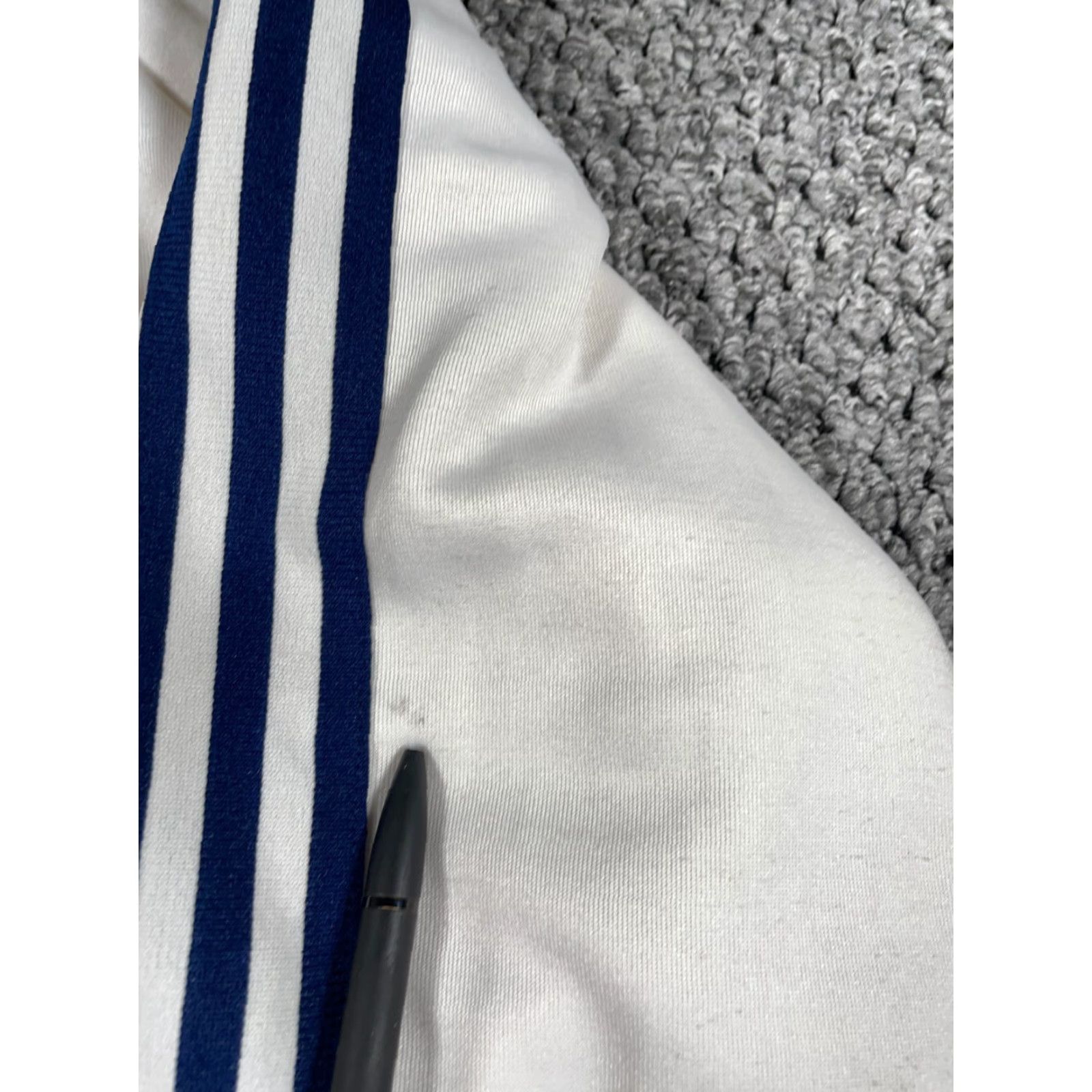Adidas VINTAGE adidas Track Jacket Mens M White Blue Striped 80s 90s Hip Hop Retro Full Zip Pockets Unlined Zip Stand-Up Collar Regular Fit Casual Size US M / EU 48-50 / 2 - 6 Thumbnail