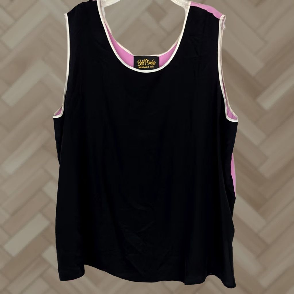 Bob Mackie Bob Mackie Wearable Art Tank Top Womens 3X 100% Silk Layering Sleeveless Black Brown Size XXL / US 16-18 / IT 52-54 - 1 Thumbnail