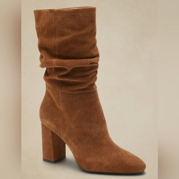 Banana Republic Banana Republic Suede Leather Brown Mid Calf Slouch Slouchy Size US 10 / IT 40 - 1 Thumbnail