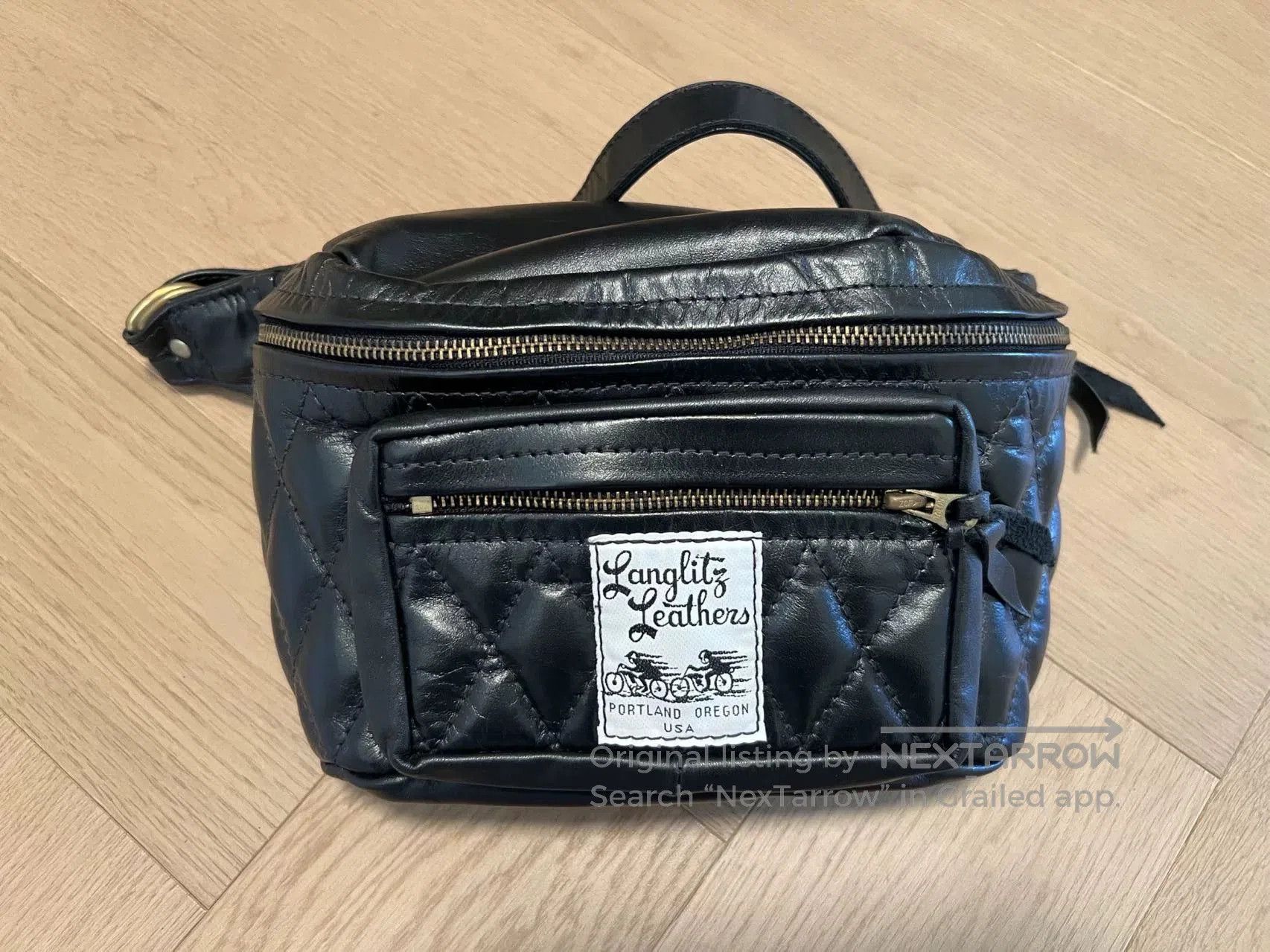 Japanese Brand Langlitz Waist Bag in Black Leather. Size ONE SIZE - 1 Thumbnail