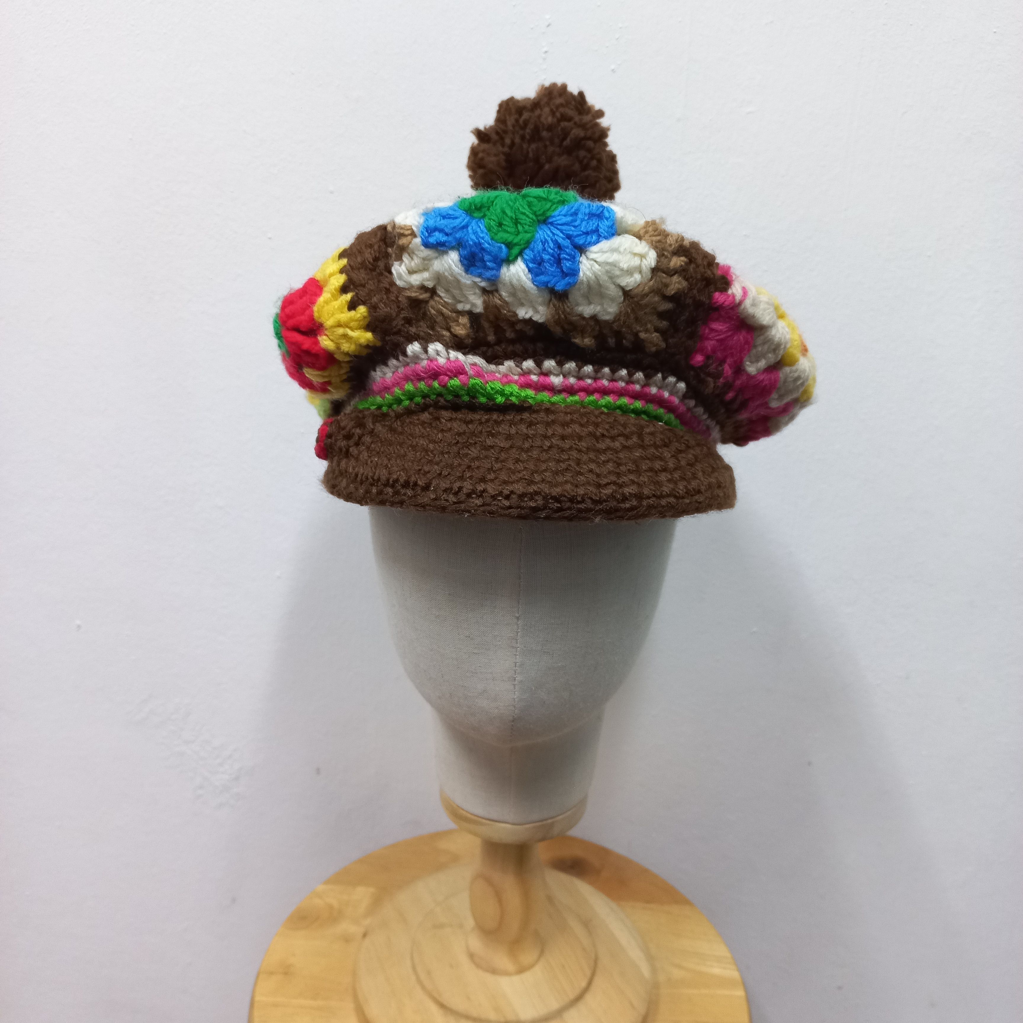 Sun Surf 🪡Japanese crochet multicolor peace fisherman cap Size ONE SIZE - 4 Thumbnail
