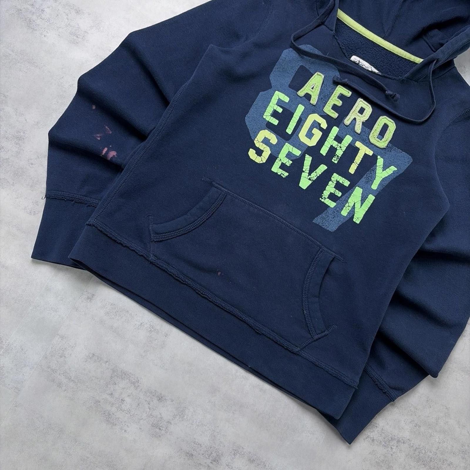 Aeropostale Y2K Navy Aeropostale Grunge Distressed Skater Hoodie Size M / US 6-8 / IT 42-44 - 4 Thumbnail