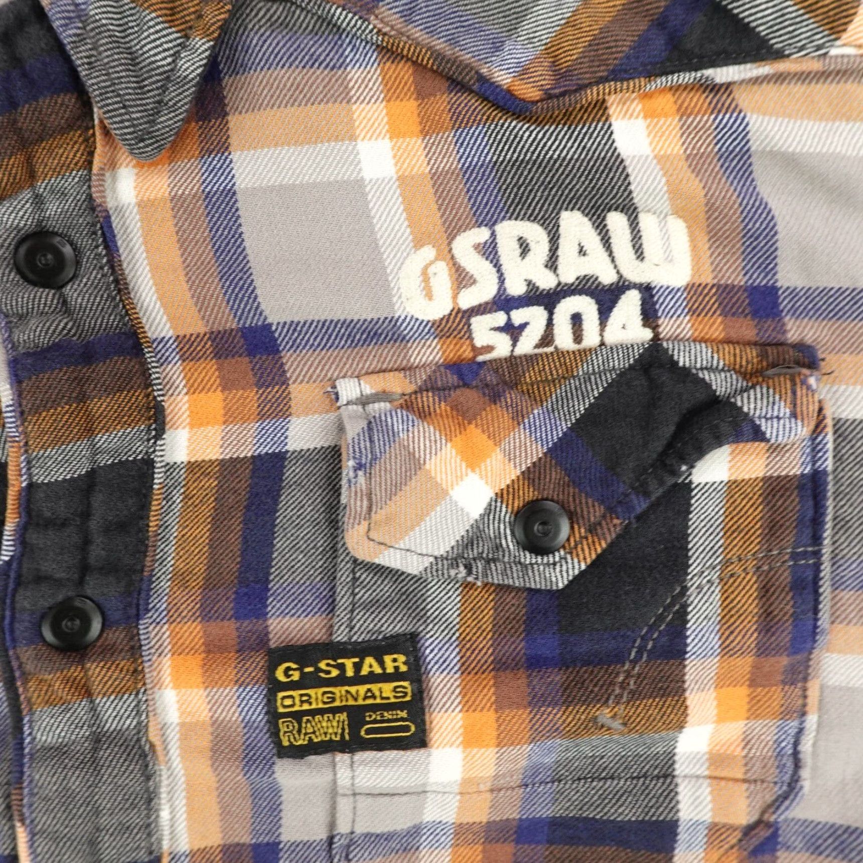 G-Star G-STAR Raw Shirt Mens XL Gray Orange Plaid Flannel Button-Up Collared Pocketed 100% Cotton Casual Outdoor Mens XL Orange Plaid Shirt Size US XL / EU 56 / 4 - 3 Thumbnail