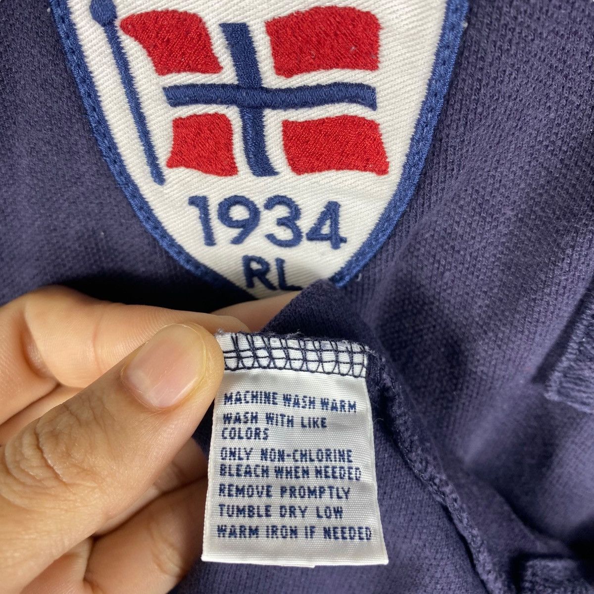 Polo Ralph Lauren × Vintage POLO RALPH LAUREN Norway 1934 #23 Navy Faded Polo Shirt Size S / US 4 / IT 40 - 7 Thumbnail