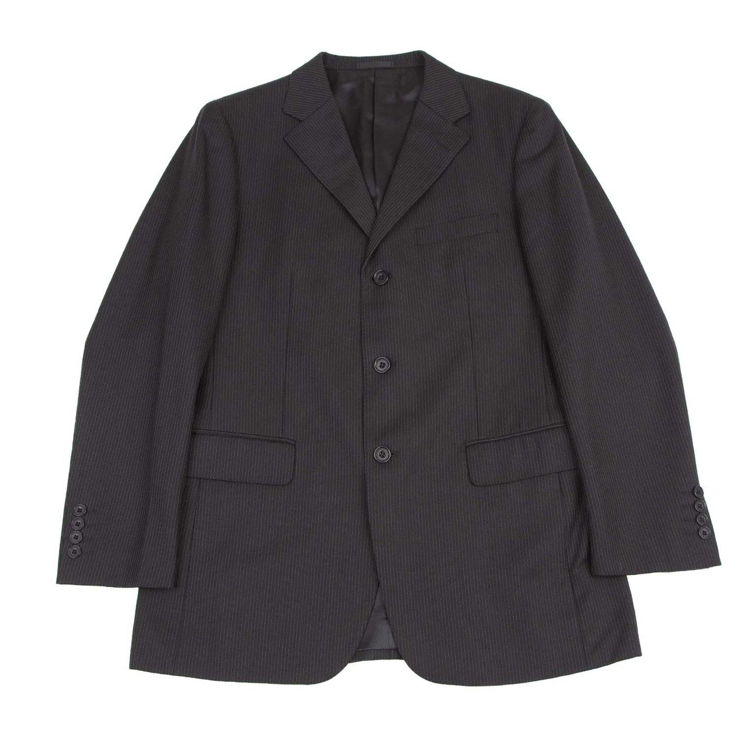 Burberry Wool Pinstripe Tailored Jacket in Black, Size 42L Size US XS / EU 42 / 0 - 1 Thumbnail