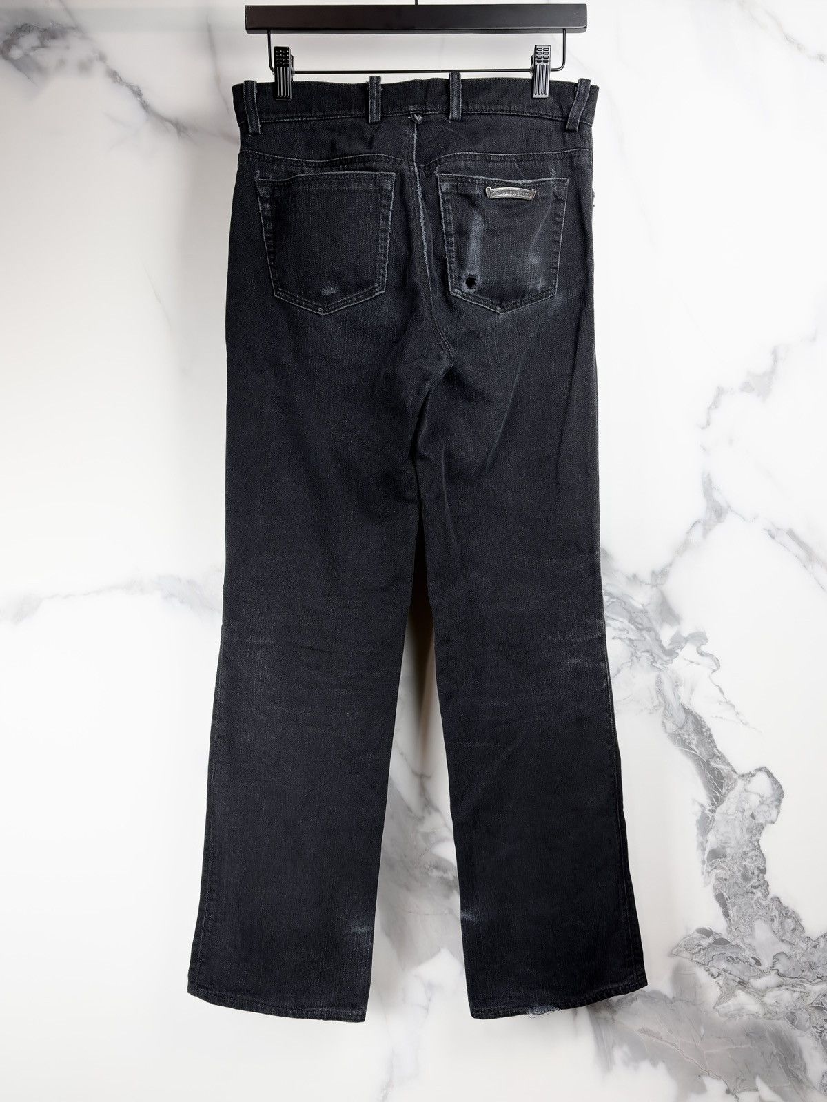 Chrome Hearts Chrome Hearts Thrashed Fleur Knee Bootcut Faded Denim Jeans Size US 30 / EU 46 - 2 Thumbnail
