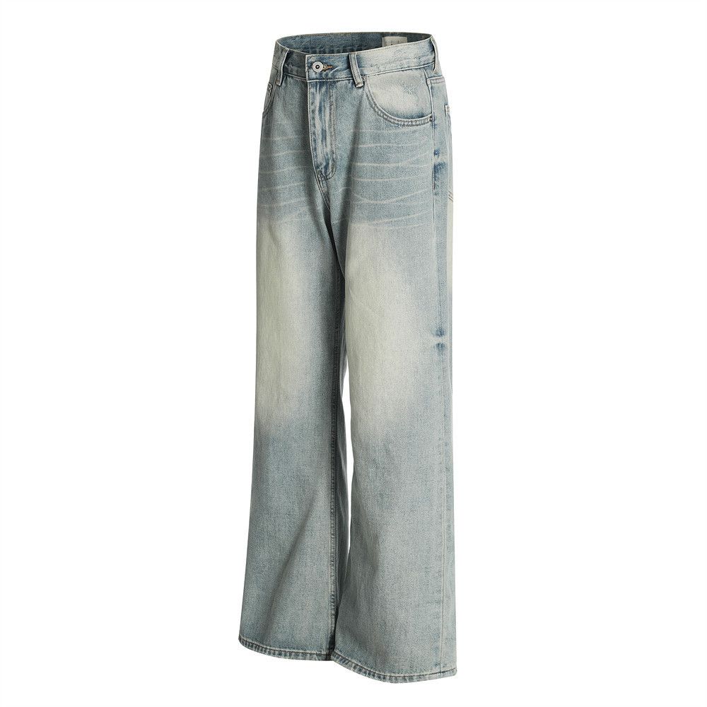 Japanese Brand × Jean American street washed loose straight men's distressed jeans Size US 34 / EU 50 - 2 Thumbnail