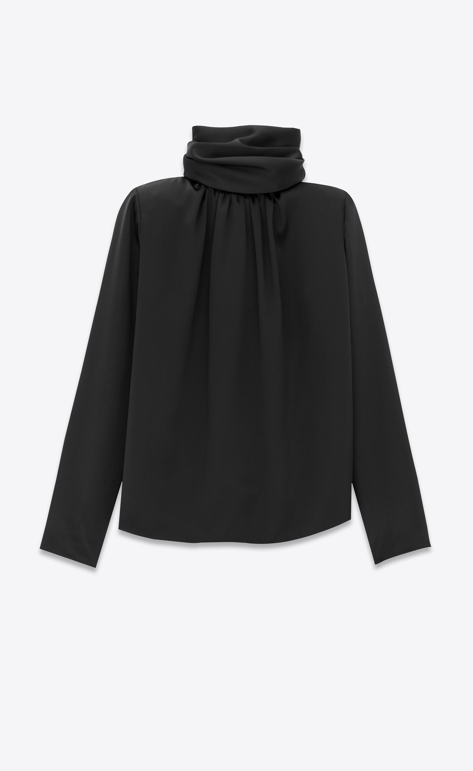 Saint Laurent Paris o1s1wg110125 770093 Lavallière-Neck Blouse Silk Satin Black Size S / US 4 / IT 40 - 1 Thumbnail