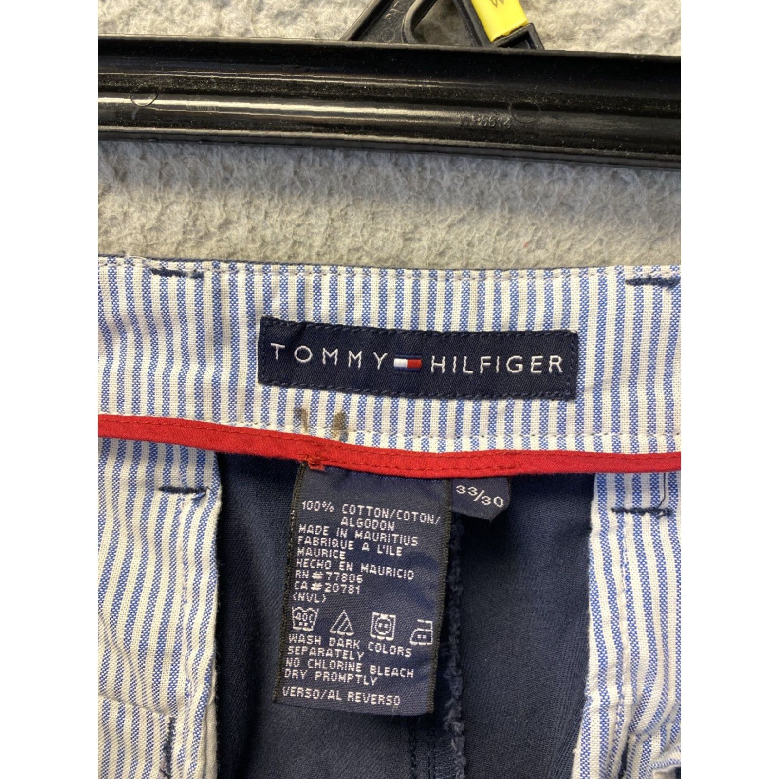 Tommy Hilfiger Tommy Hilfiger Pants Mens 33x32 Chino Straight Leg Flat Front Navy navy faded Blue Casual Mens Slim Fit Button Zipper Pockets Cotton Size US 33 - 8 Thumbnail