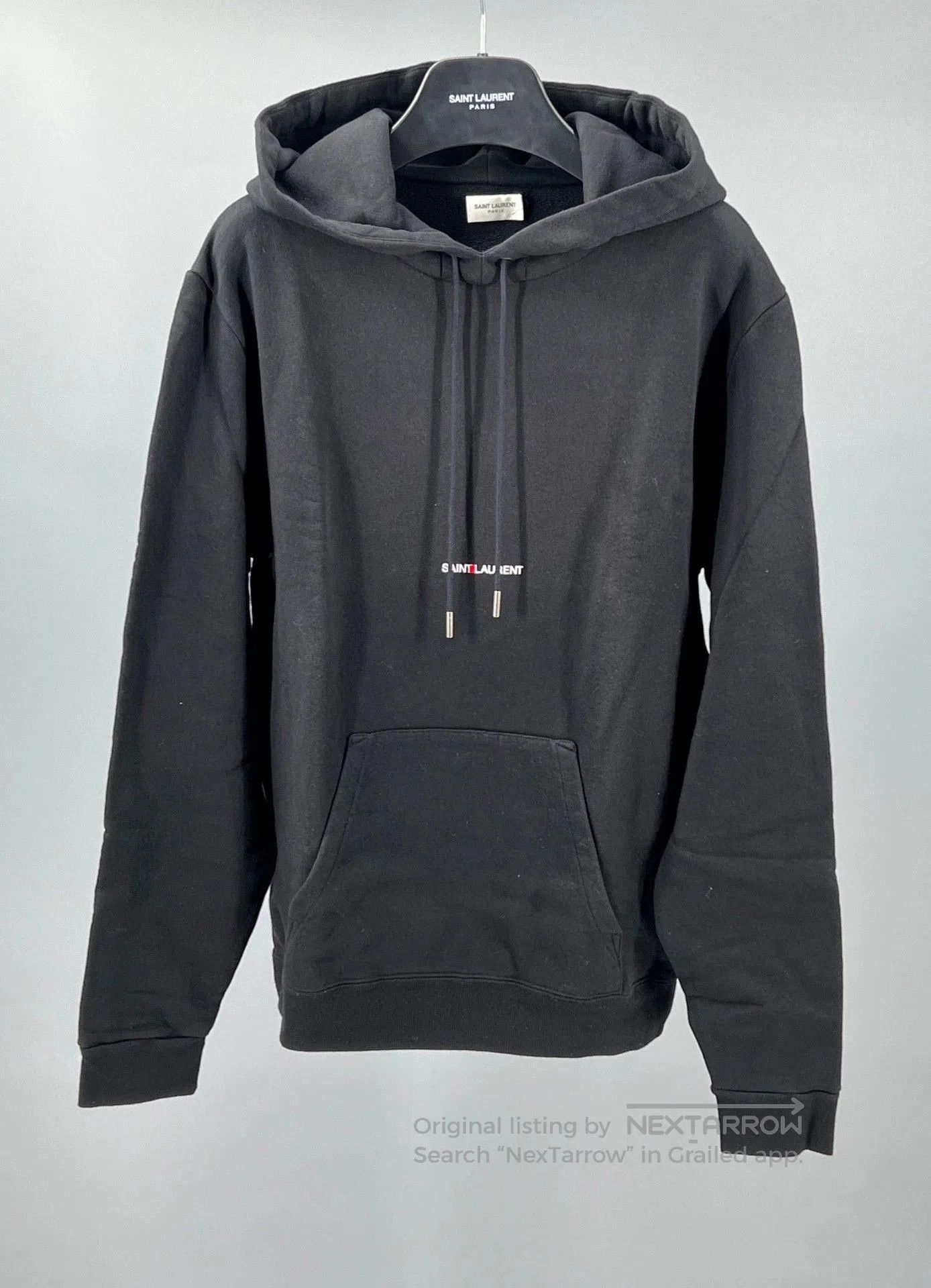 mens black cotton hooded sweatshirt by ysl.