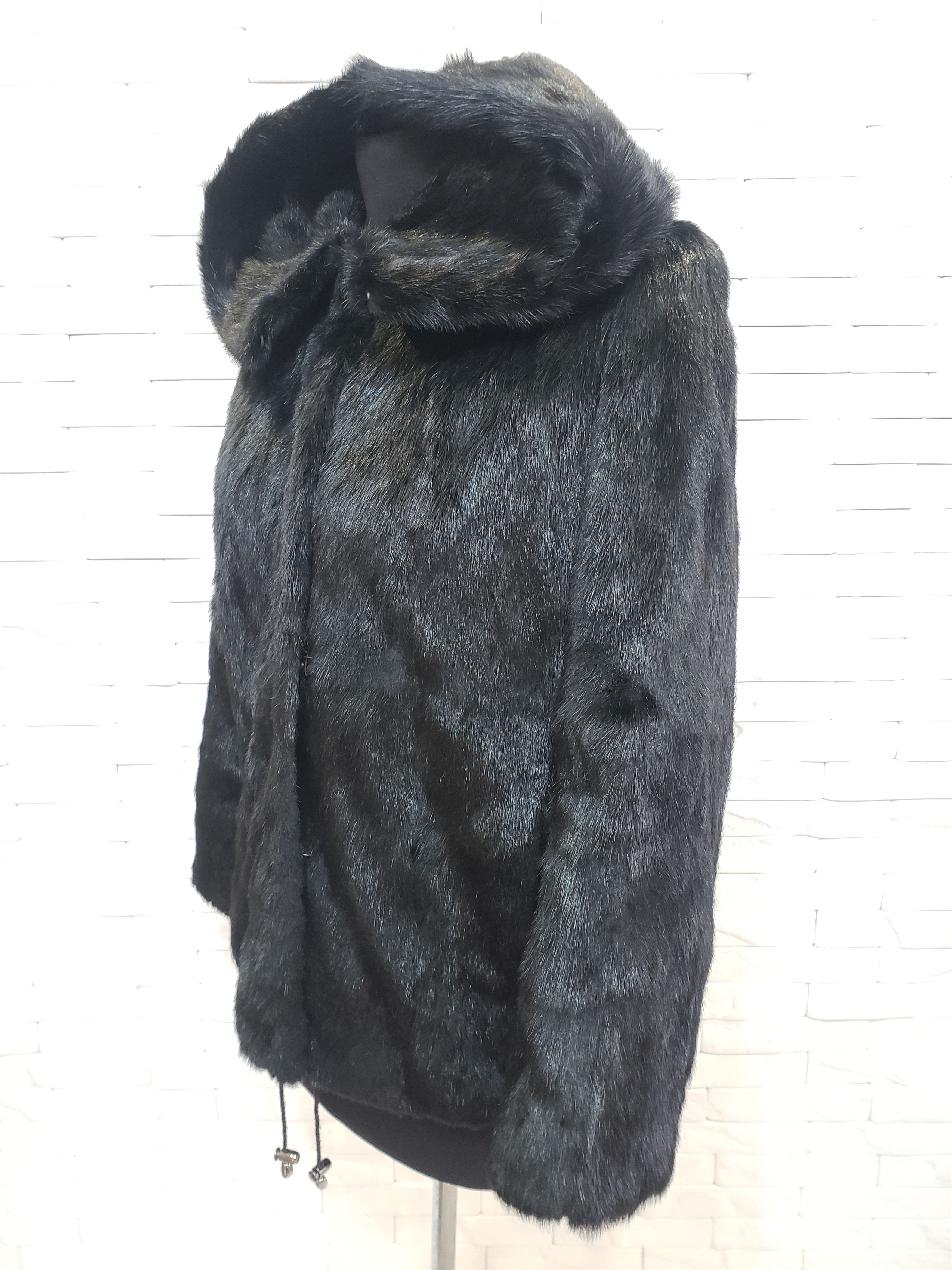 Genuine Leather Stylish women's mink fur coat with a hood. Size M / US 6-8 / IT 42-44 - 2 Thumbnail