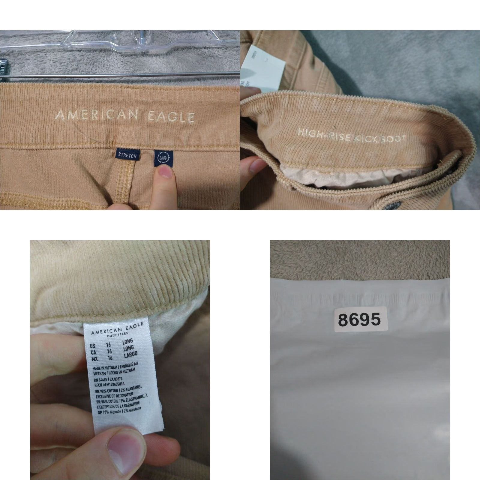 American Eagle Outfitters American Eagle Jeans Beige High Rise Bootcut Stretch Womens 16 Tall Size 38" / US 16 / IT 52 - 8 Thumbnail