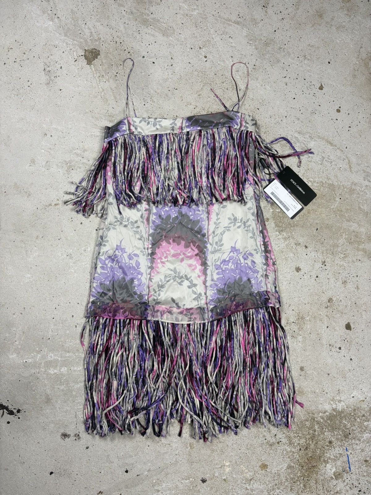Dolce & Gabbana SS 2004 Dolce & Gabbana Silk Fringe Mesh Dress Size M / US 6-8 / IT 42-44 - 2 Thumbnail