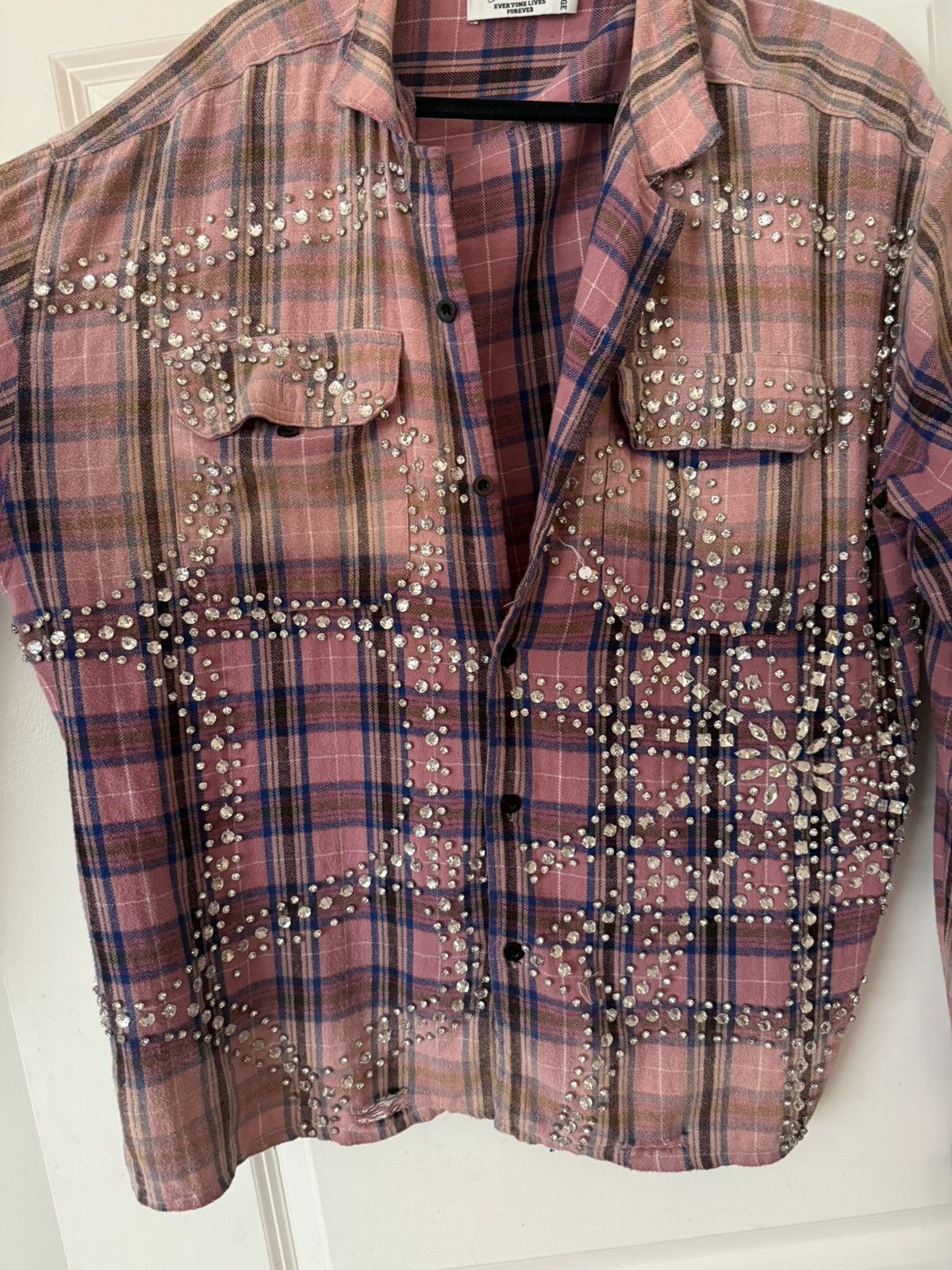 Vale Vale Forever Pink Rhinestone Flannel Button Up Size US XXL / EU 58 / 5 - 4 Thumbnail