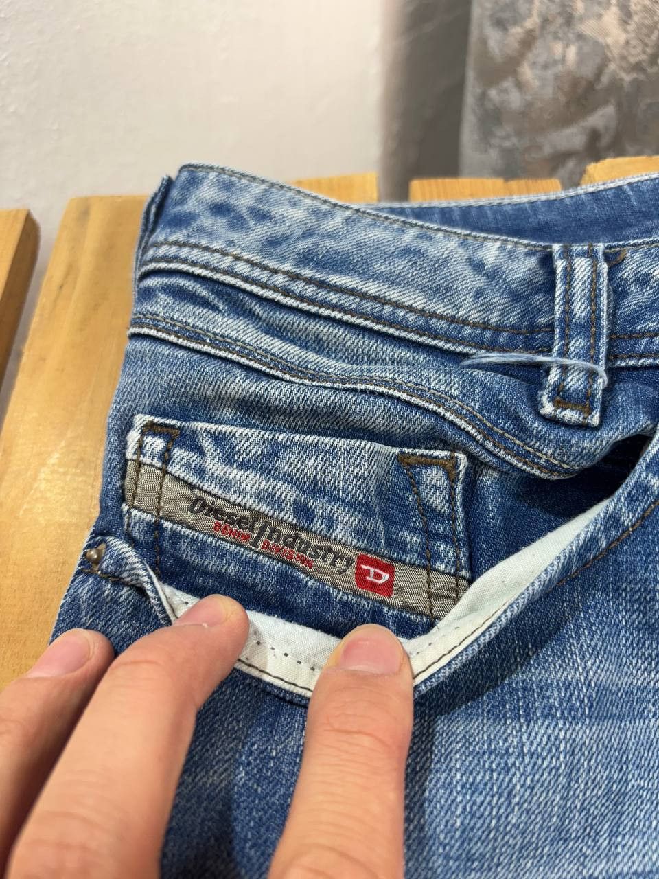 Diesel Diesel Poiak Selvedge Washed Lampo Zip Pockets Denim Jeans Size US 31 - 11 Thumbnail
