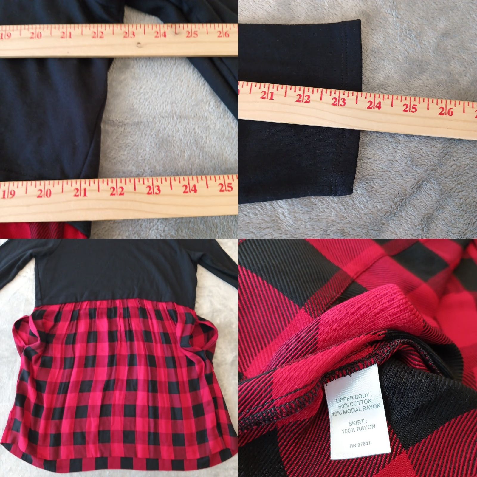 J. Jill J.Jill Dress Fit Flare XL Red Black Plaid Long Sleeve Pullover Pockets Size XL / US 12-14 / IT 48-50 - 8 Thumbnail
