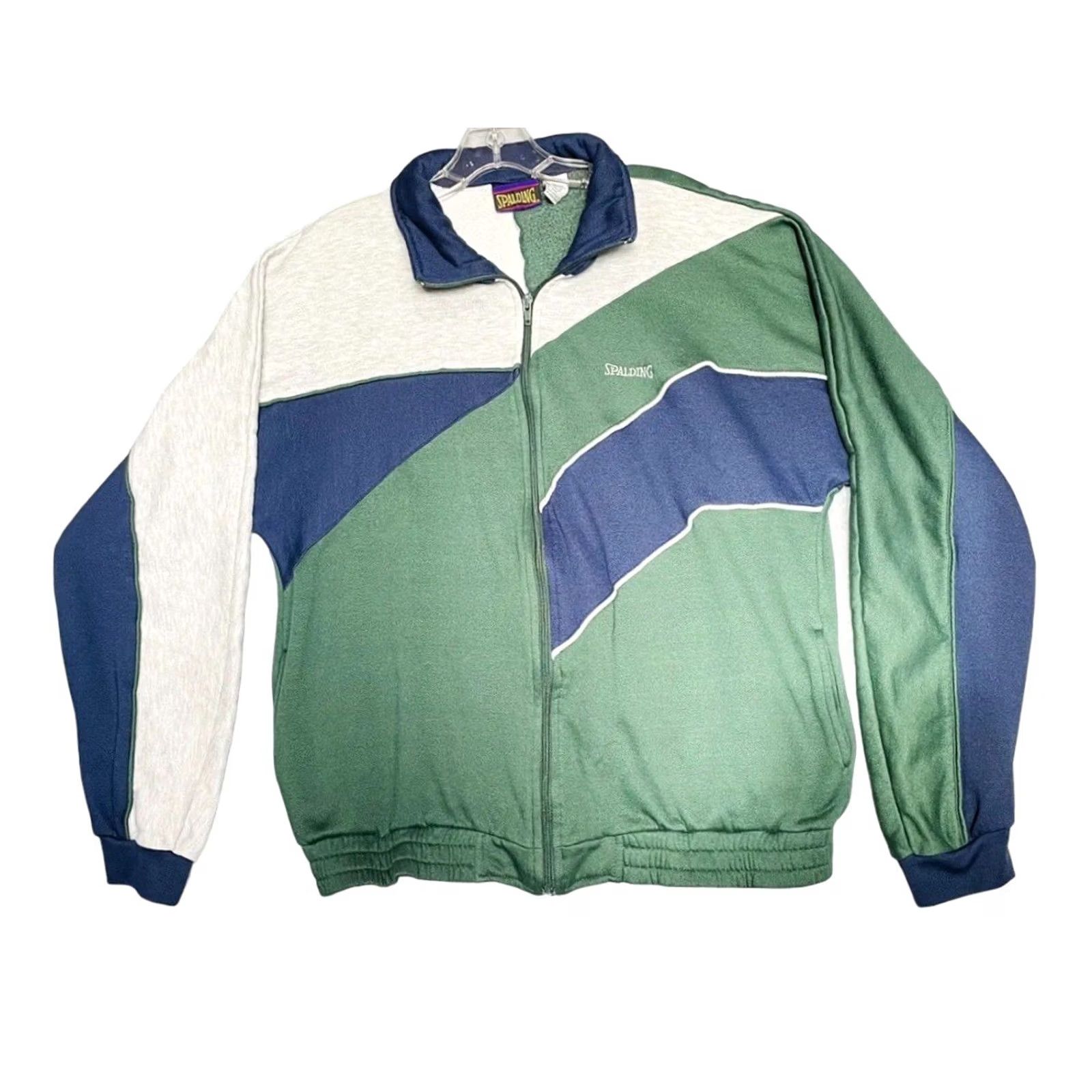 Spalding VINTAGE Spalding Jacket Long Sleeve Full Zip Sweater Green Blue Gray Large Men Size US L / EU 52-54 / 3 - 2 Thumbnail