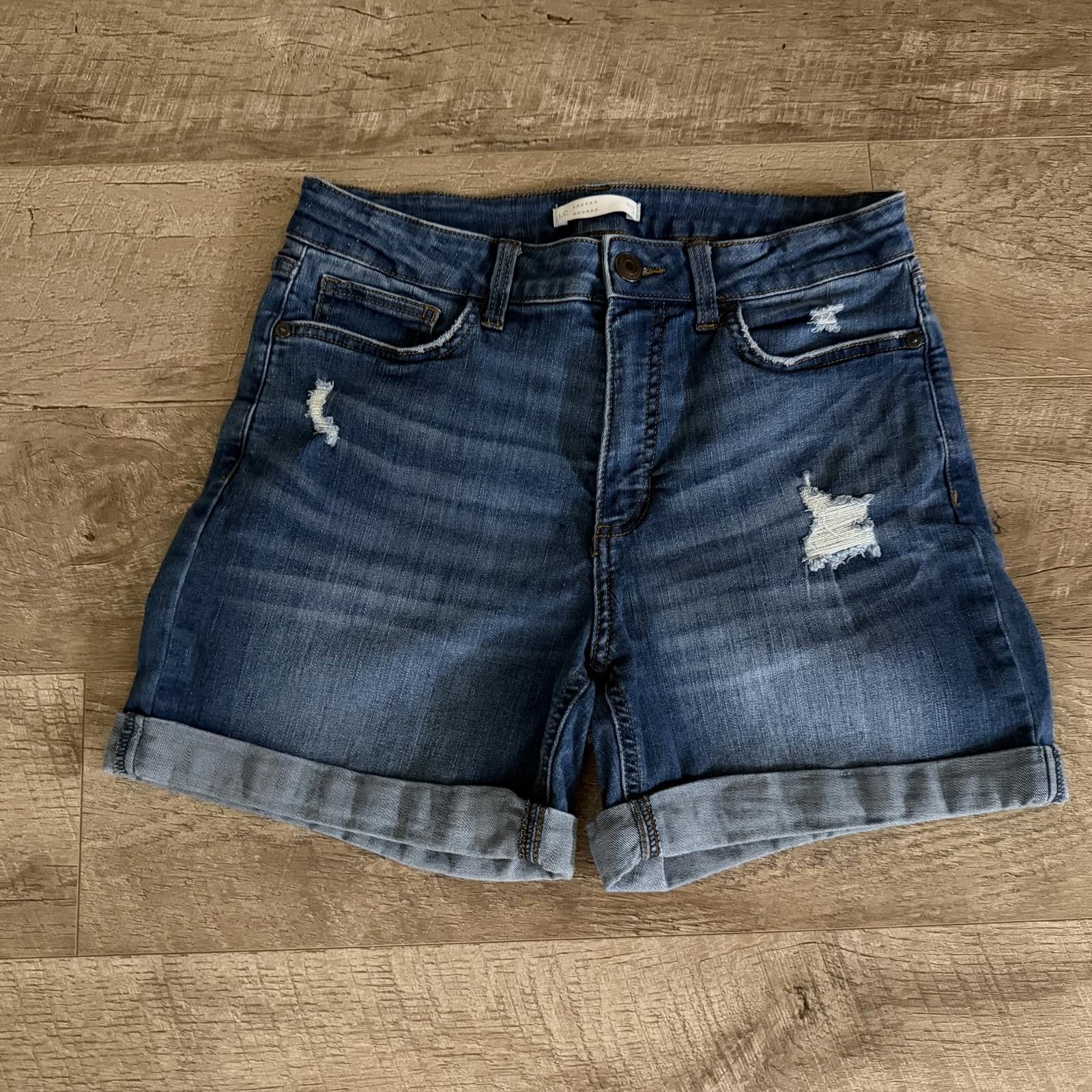 Other LC Lauren Conrad Cuffed High-Waist Jean Shorts Size 30" / US 8 / IT 44 - 1 Thumbnail