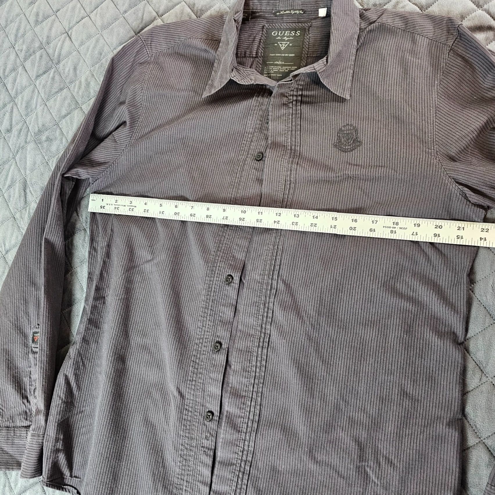 Guess VINTAGE GUESS Men’s Button-Up Shirt Large Black Cotton Striped Logo 90s Casual Size US L / EU 52-54 / 3 - 7 Thumbnail