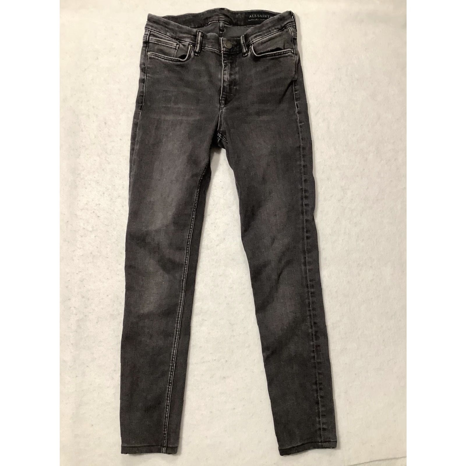 Allsaints All Saints Jeans Pants Womens 27 Black Mid Rise Stretch Skinny 5-Pocket Denim Logo Slim Fit Womens Size 27" / US 4 / IT 40 - 2 Thumbnail