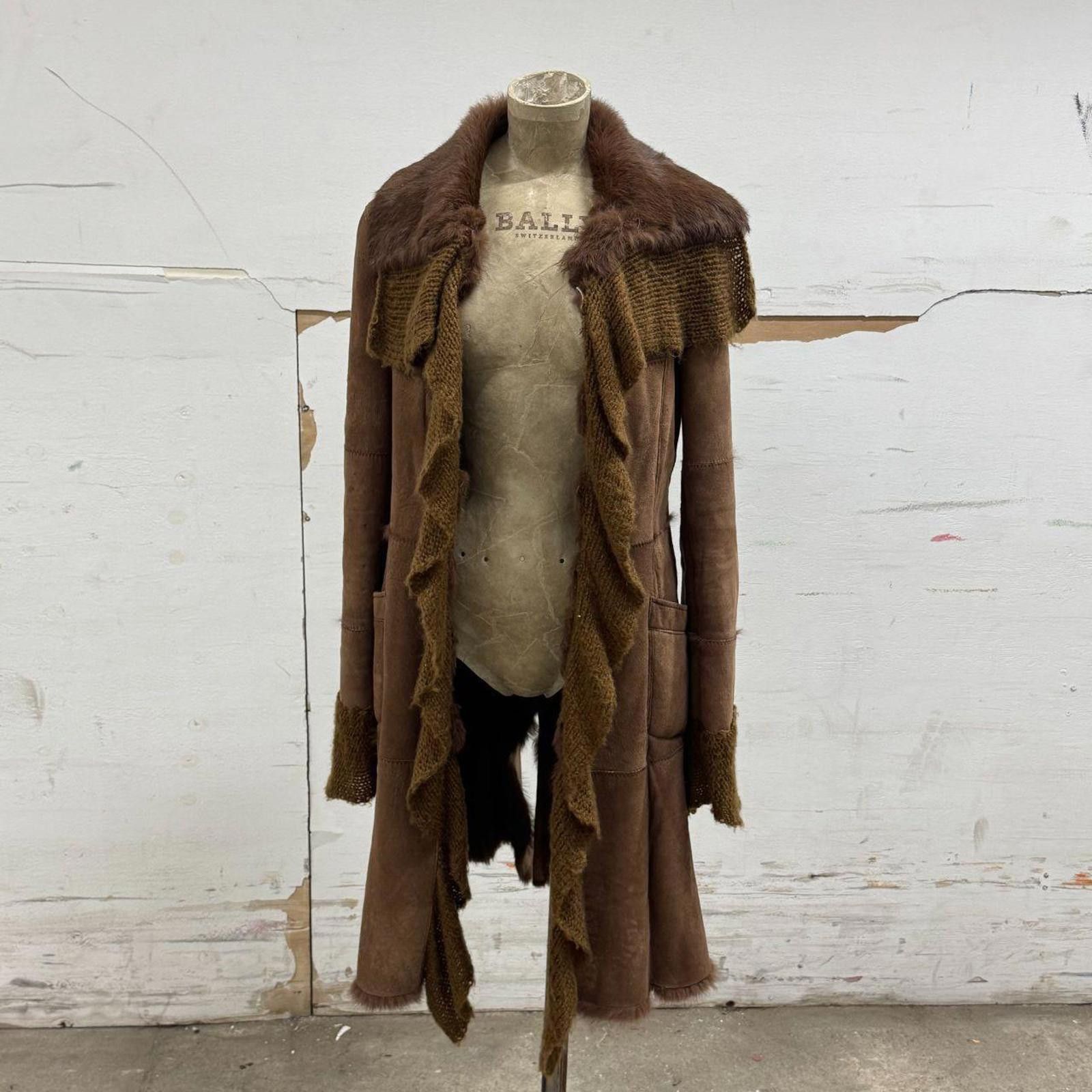Stefano Ricci Y2K Vintage Stefanel Leather Suede & Rabbit Fur Brown Jacket Size M / US 6-8 / IT 42-44 - 1 Thumbnail