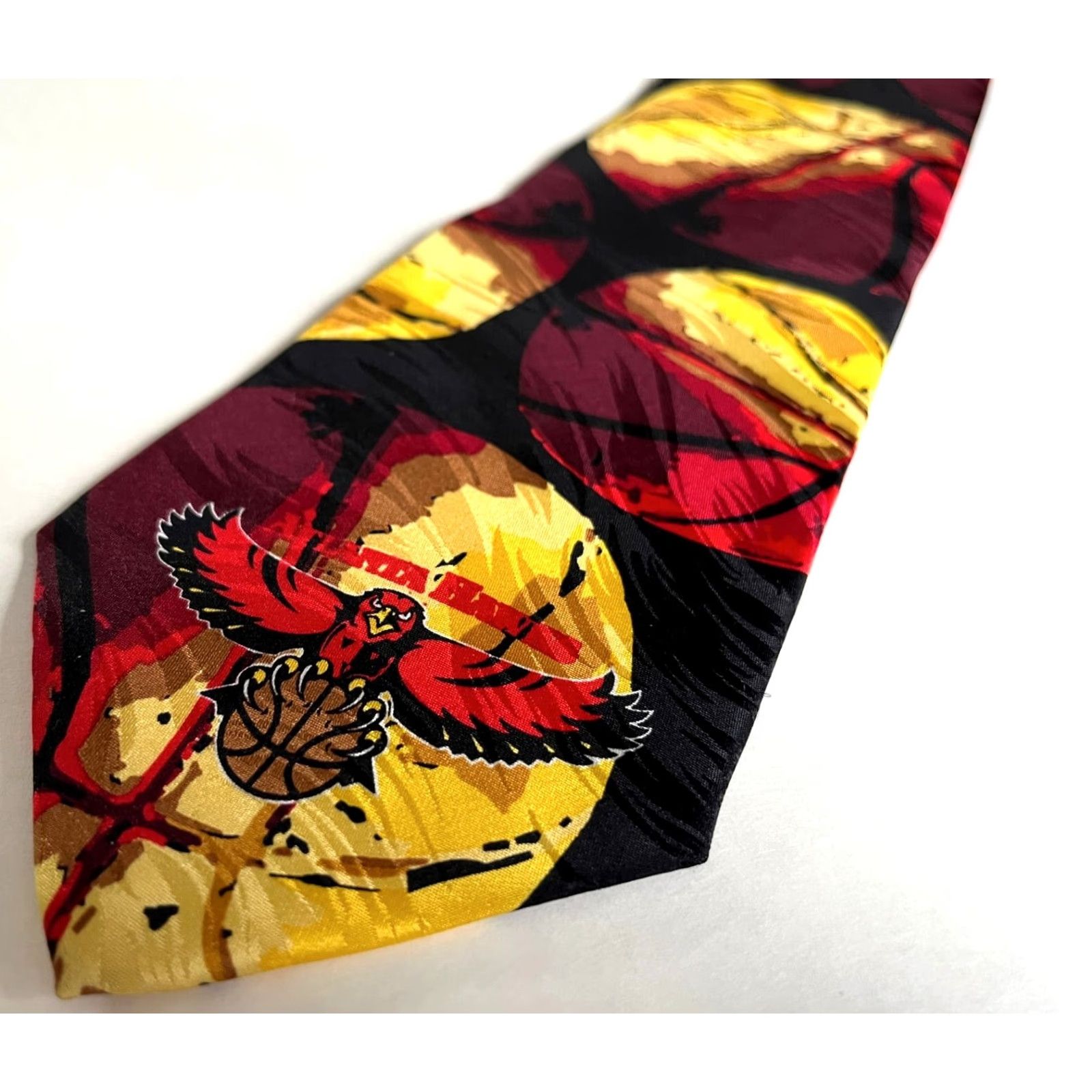 NBA NOS Vintage 90s NBA Atlanta Hawks Silk Tie RM Sport Ralph Marlin Made in USA Size ONE SIZE - 4 Thumbnail