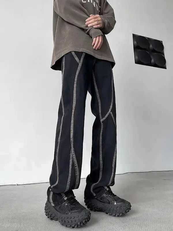 Japanese Brand Retro straight leg spliced high street jeans Size US 32 / EU 48 - 1 Thumbnail