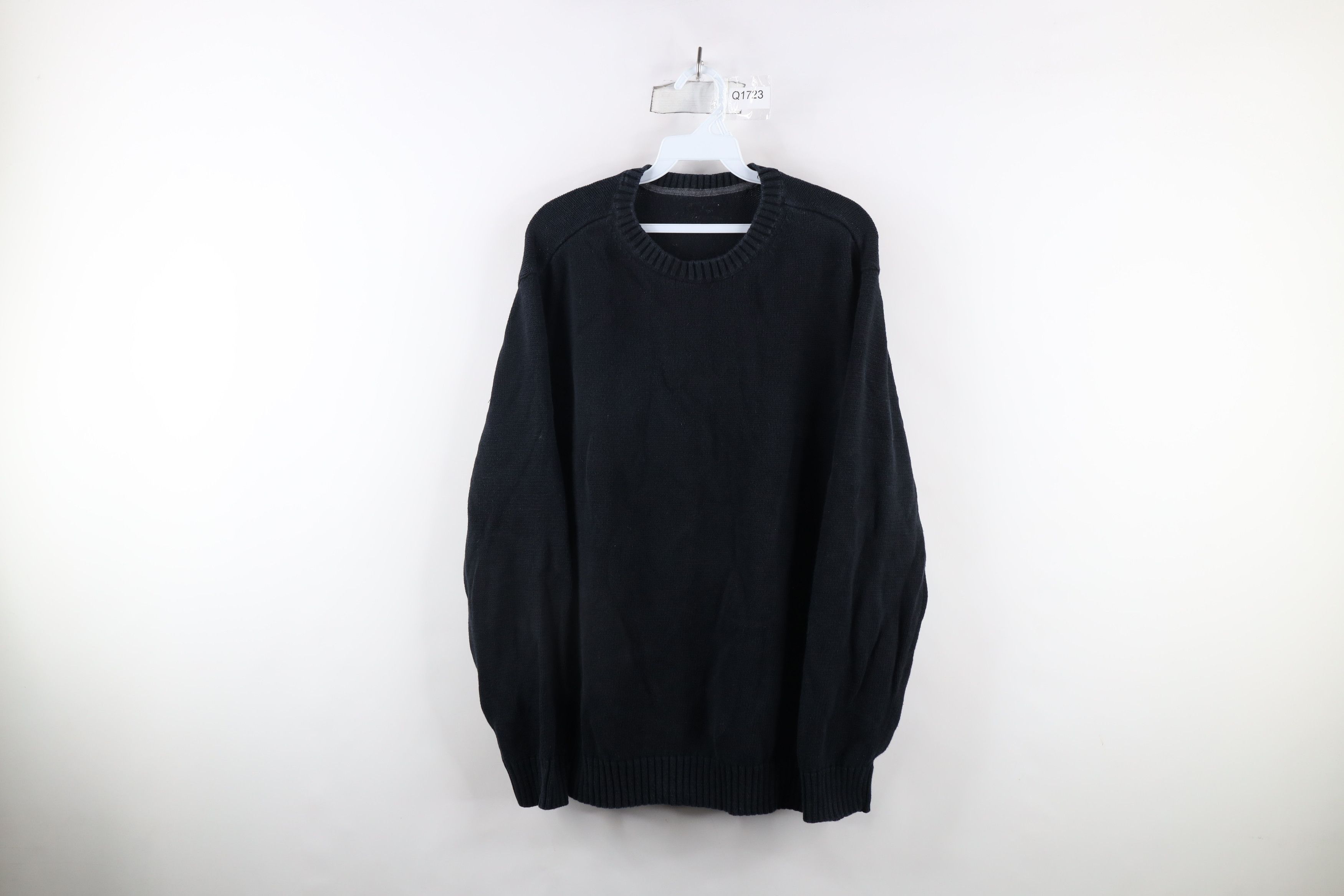 Vintage Vintage 90s Streetwear Cotton Knit Crewneck Sweater Black Size US L / EU 52-54 / 3 - 1 Thumbnail